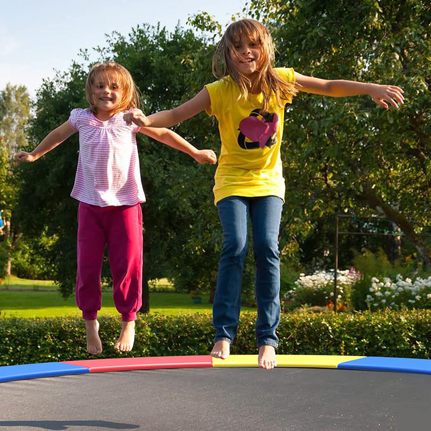 8Ft Trampoline Pad， Tear-Resistant Edge Cover Springs Protection Pad， All Weather Replacement Trampoline Safety Pad