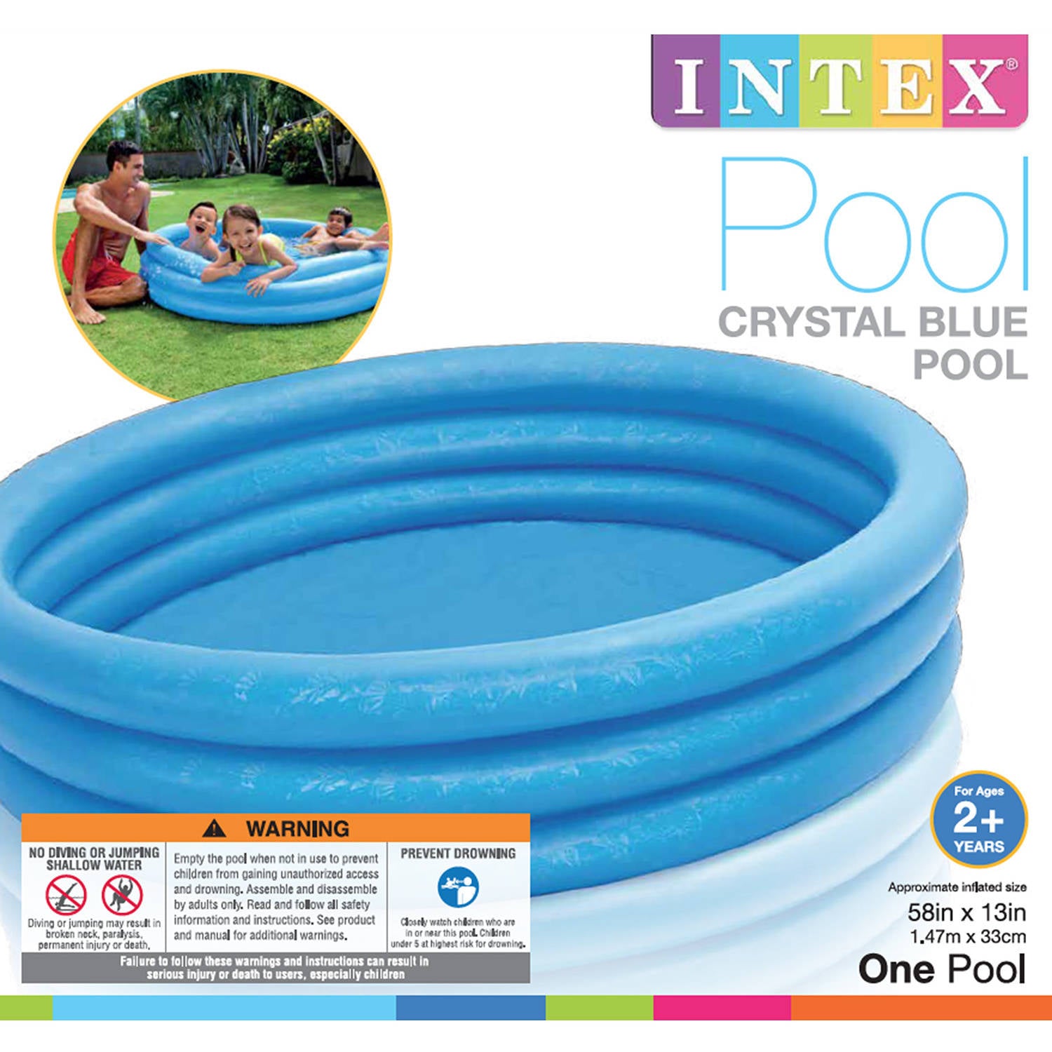 Intex Crystal Blue Inflatable Pool， 58