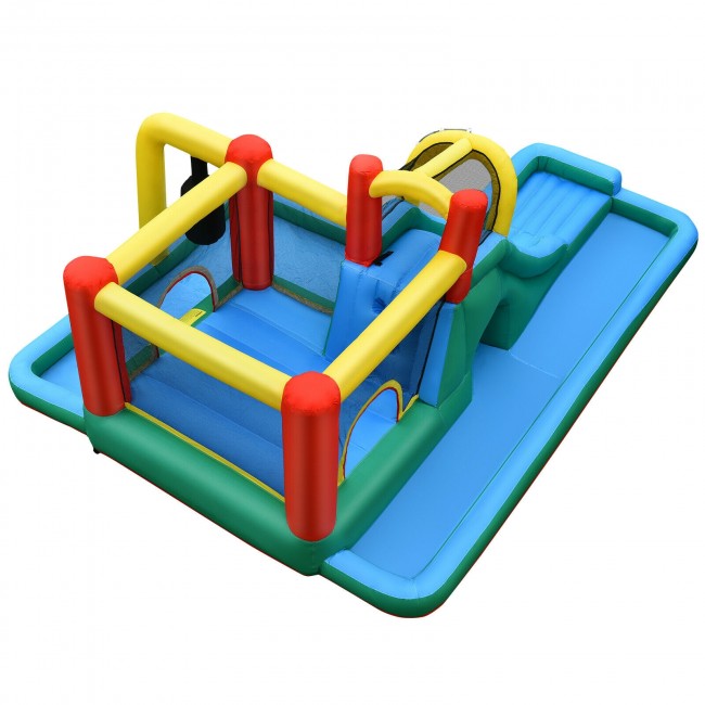 Inflatable Slide Water Park Climbing Bouncer Bounce House w/Tunnel and 735W Blower