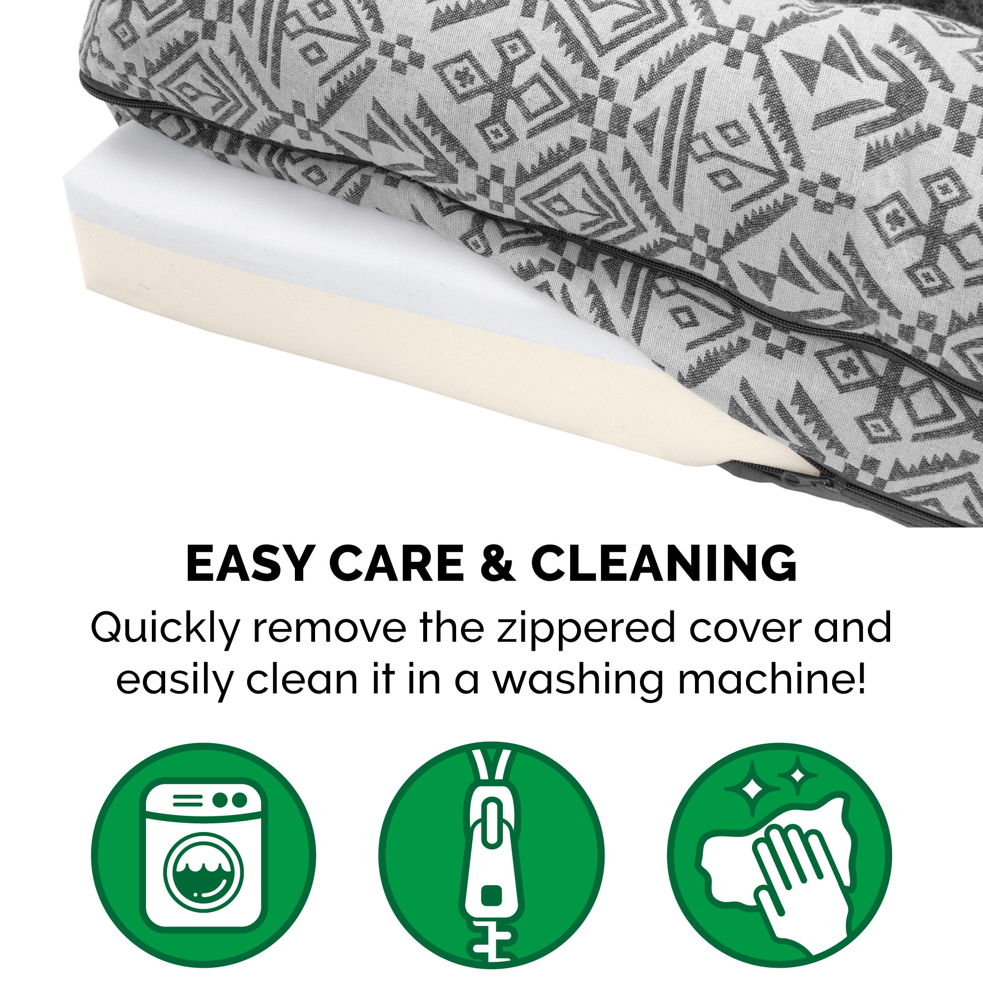 FurHaven Pet Dog Bed | Deluxe Memory Foam Southwest Kilim L-Shaped Chaise Couch Pet Bed for Dogs and Cats， Boulder Gray， Large