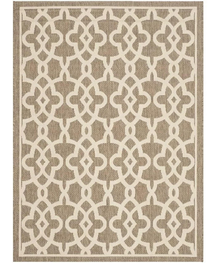 Safavieh Courtyard Mocha and Beige 4' x 5'7