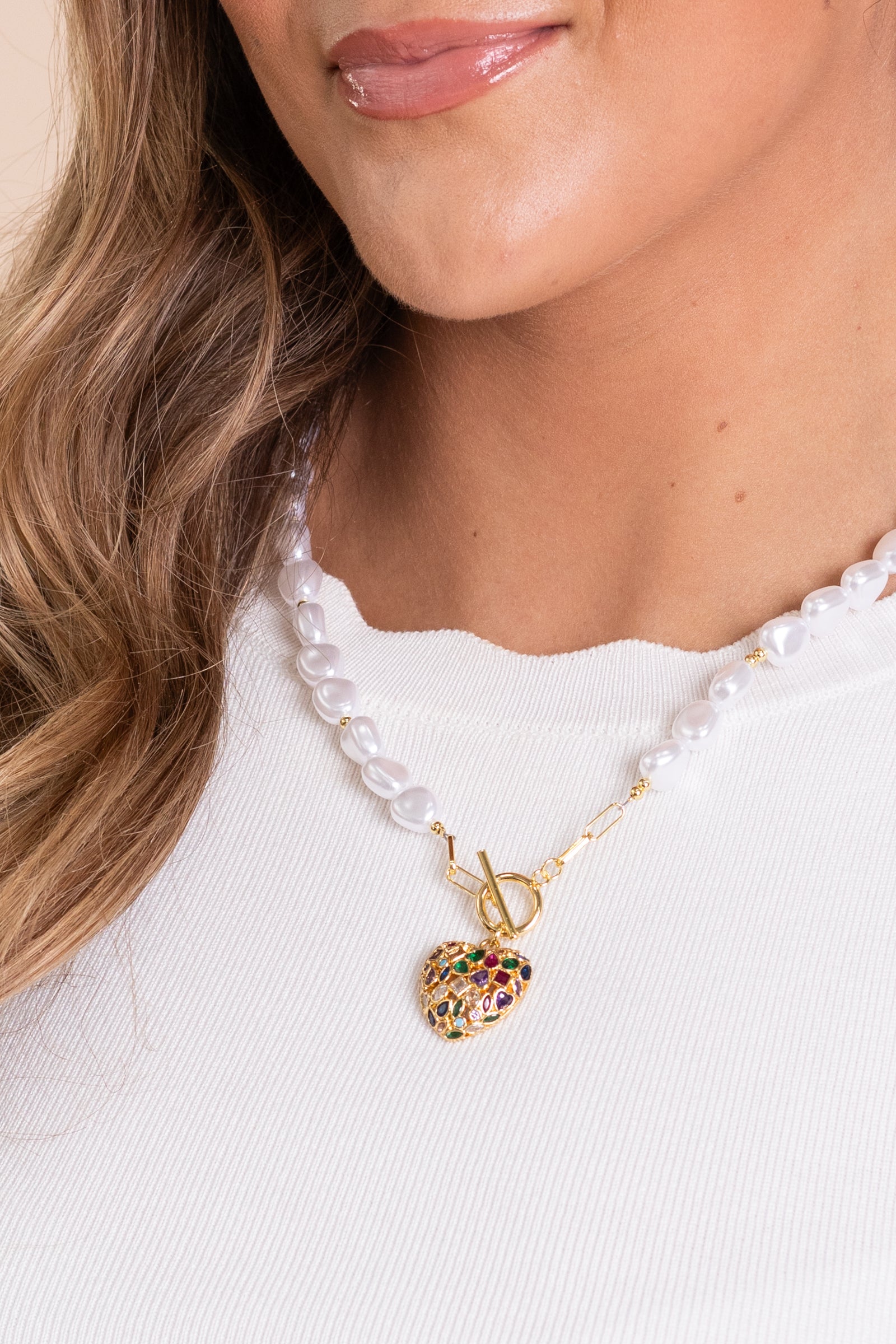 Radiant Pearl Heart Necklace