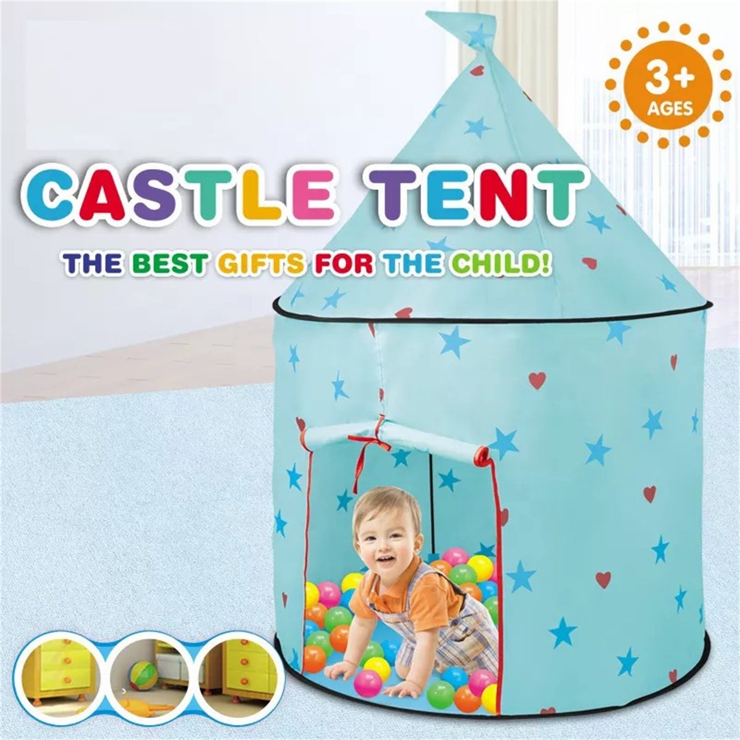 Play Day Princess Tent, Kids Play Tent, Playhouses Tent for Kids with 50 Ocean Ball