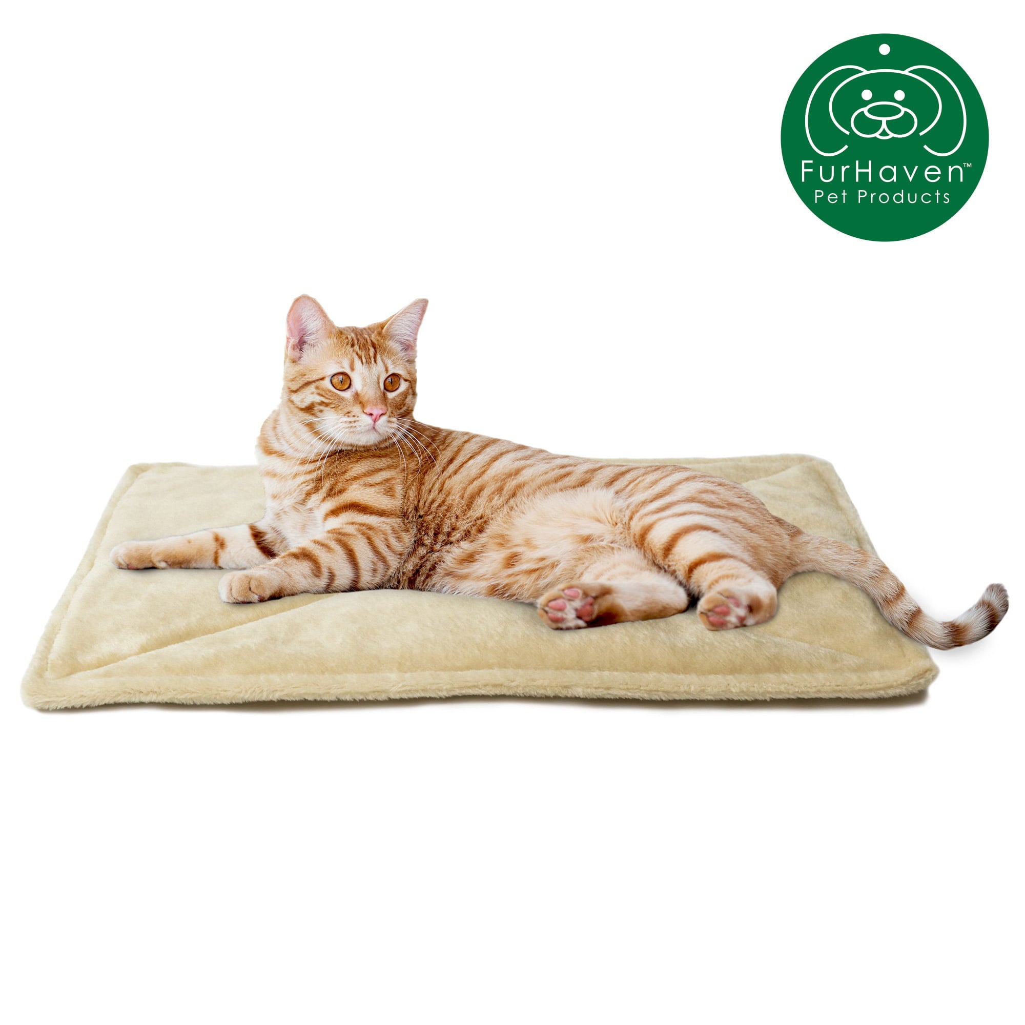 FurHaven | ThermaNAP Faux Fur Self-Warming Pet Bed Mat， Cream， Small