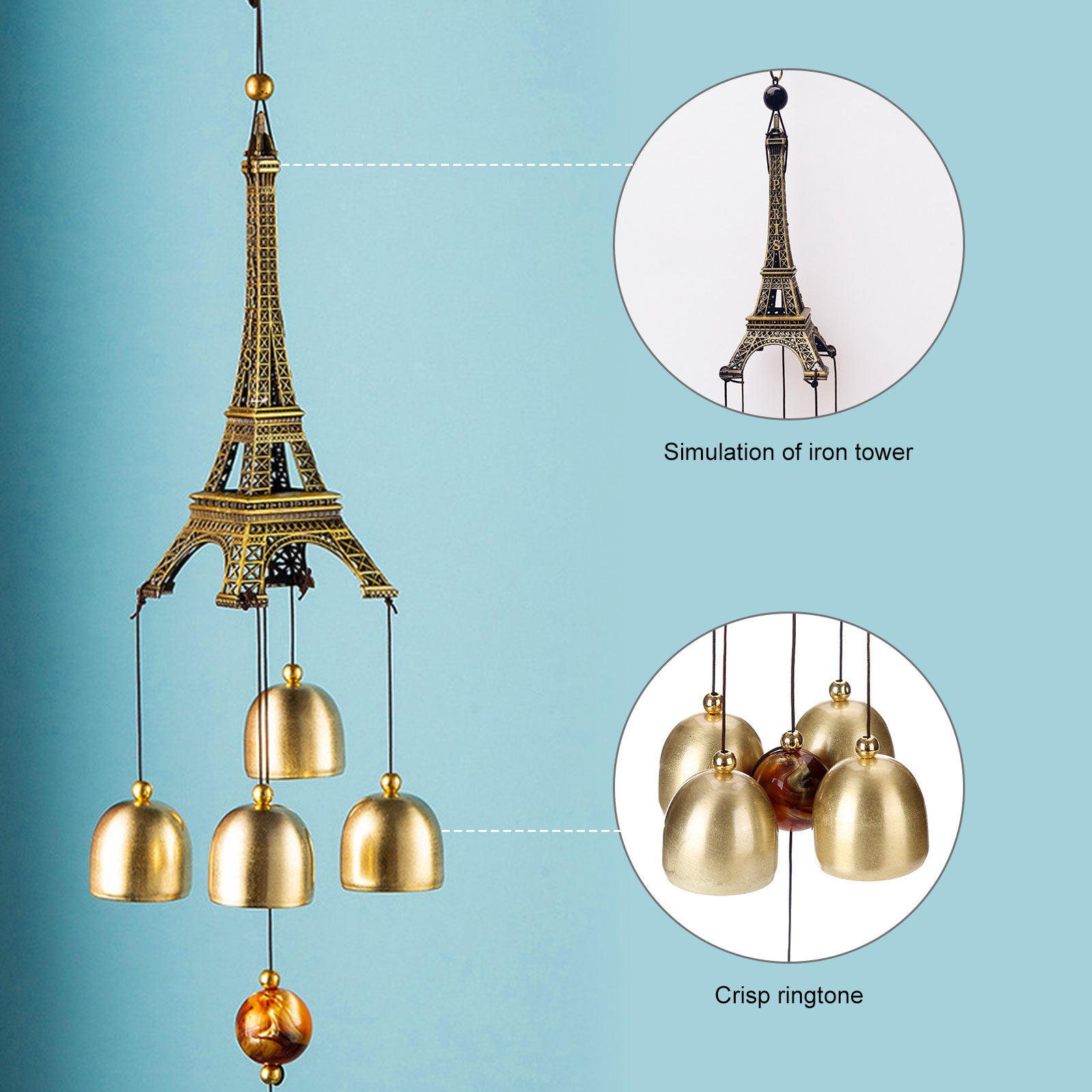 Bell Tower Wind Chimes Outdoor Decorations， Garden Backyard Hanging Decor