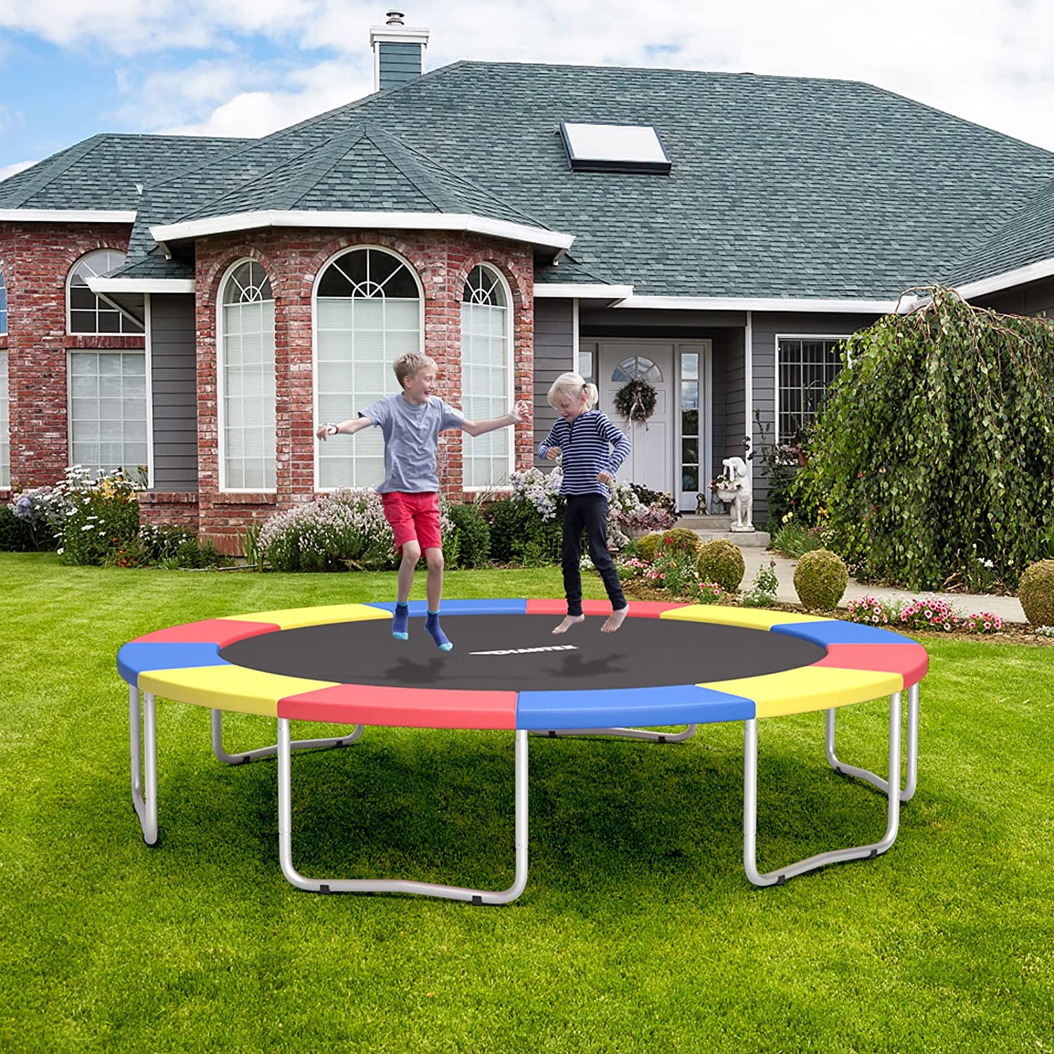 8Ft Trampoline Pad， Tear-Resistant Edge Cover Springs Protection Pad， All Weather Replacement Trampoline Safety Pad