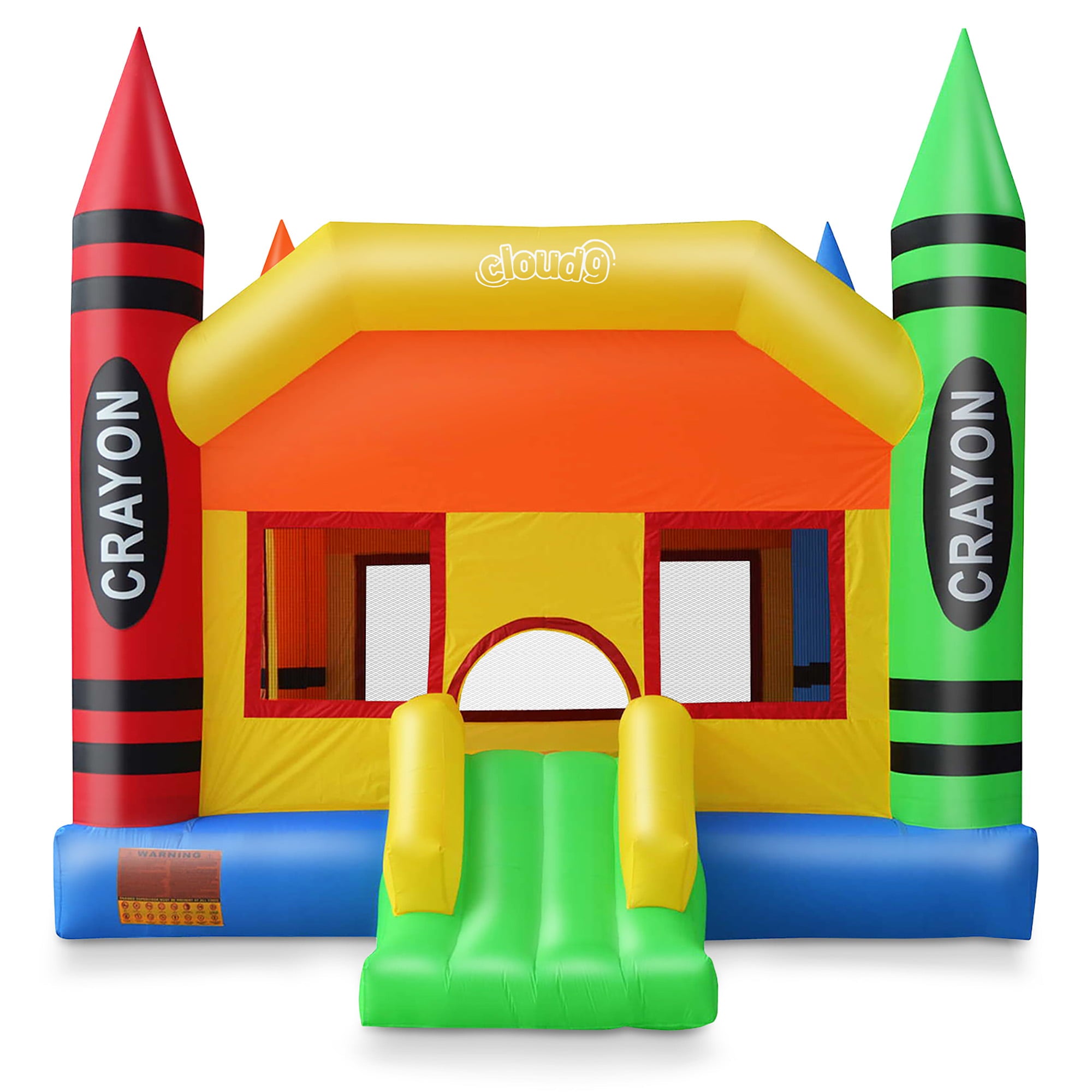Cloud 9 The Crayon Bounce House - Large Inflatable Bouncing Jumper with Slide， without Blower