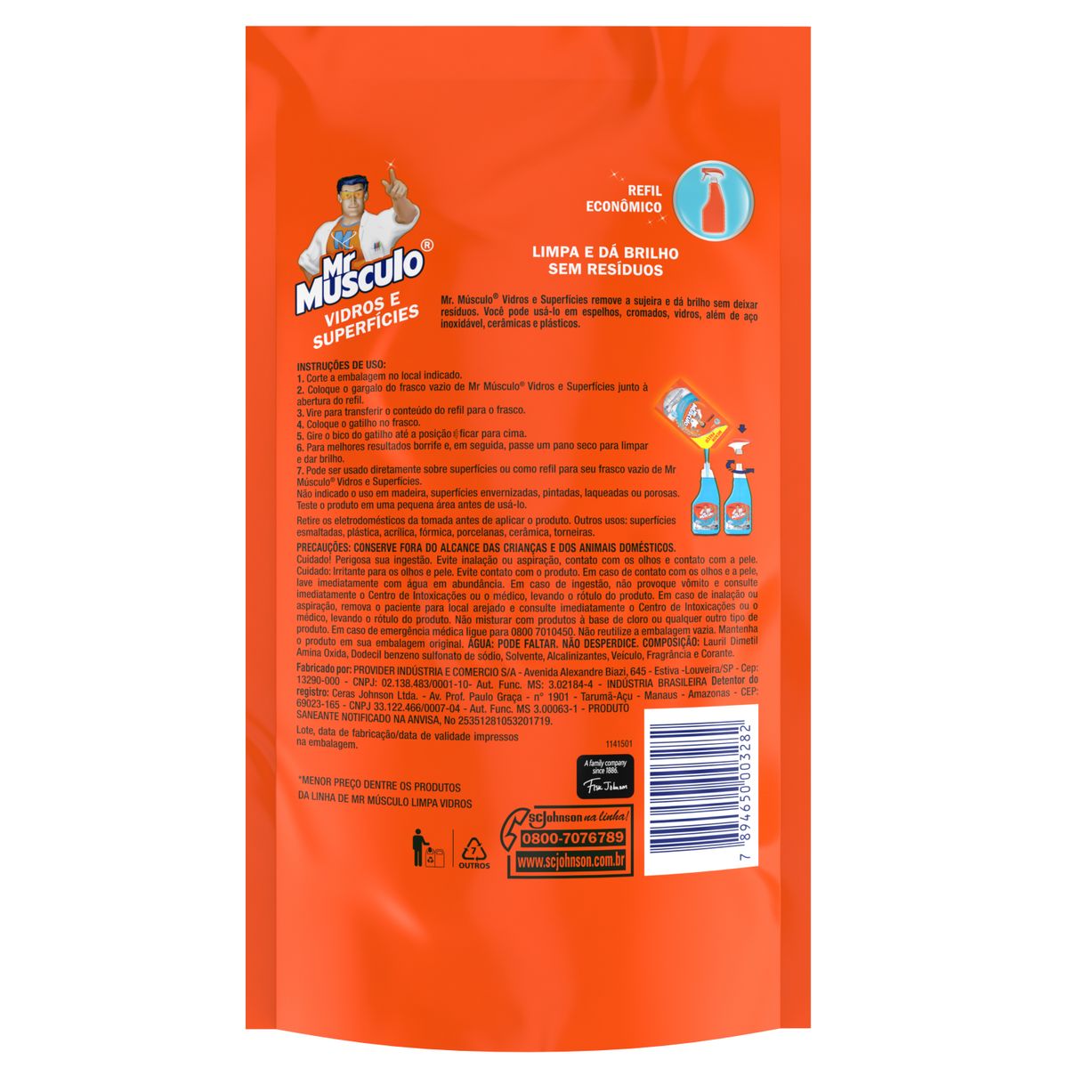 Limpador Mr Musculo Limpa Vidro Liquido Refil 400ml