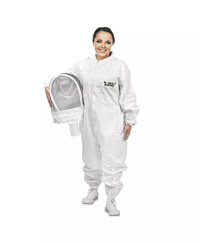 Honey Keeper Large Cotton Full Body Beekeeping Suit with Veil Hood - Honey Keeper