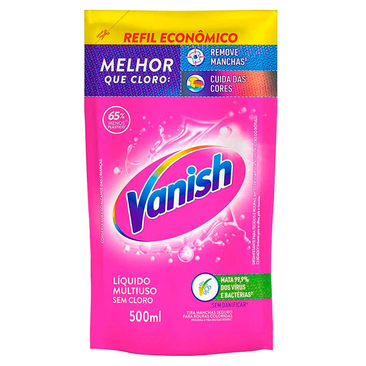 Tira Manchas Vanish Liquido Multiuso para roupas coloridas Refil Economico 500ml