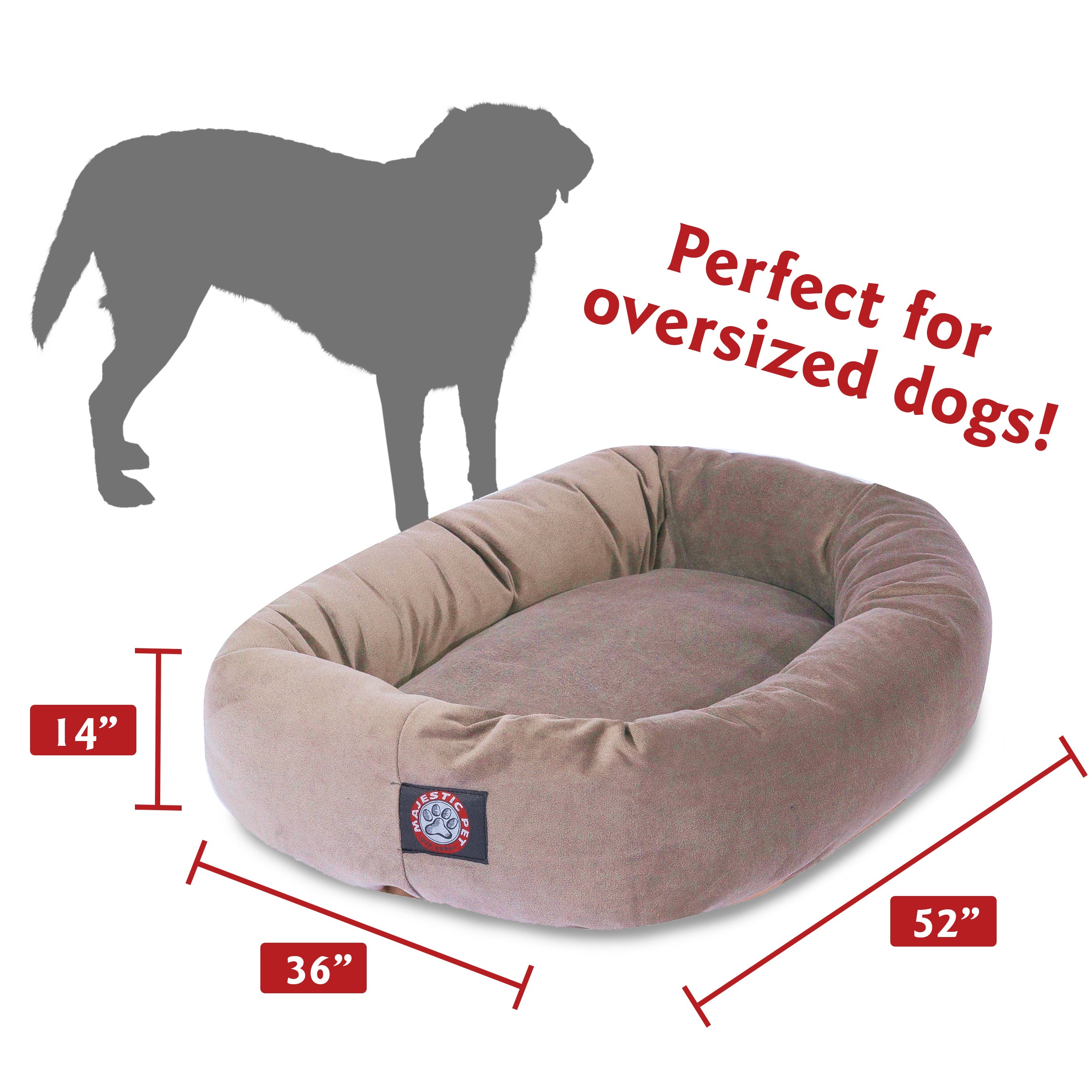 Majestic Pet | Suede Bagel Pet Bed For Dogs， Stone， Extra Large