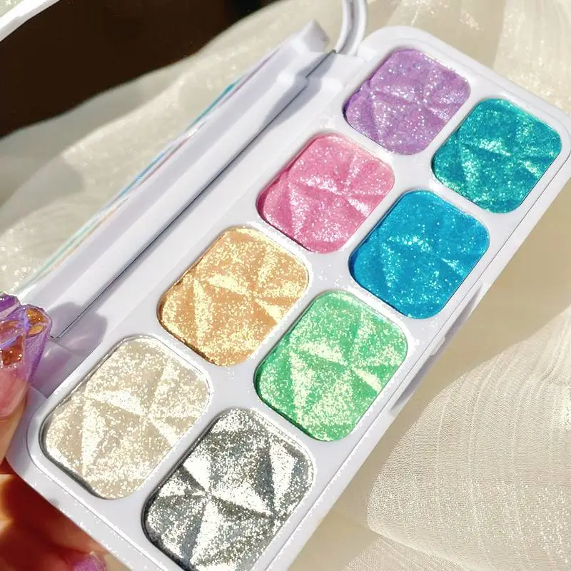 Face Contour Shiny Glow Highlight Powder 8 Colors Highlighter Palette