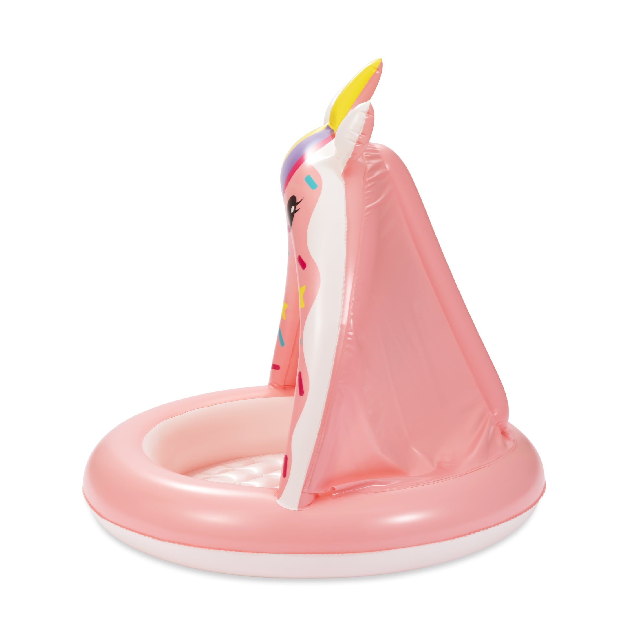 Play Day Inflatable Unicorn Shade Pool， Round， Pink， Ages 1-3， Unisex