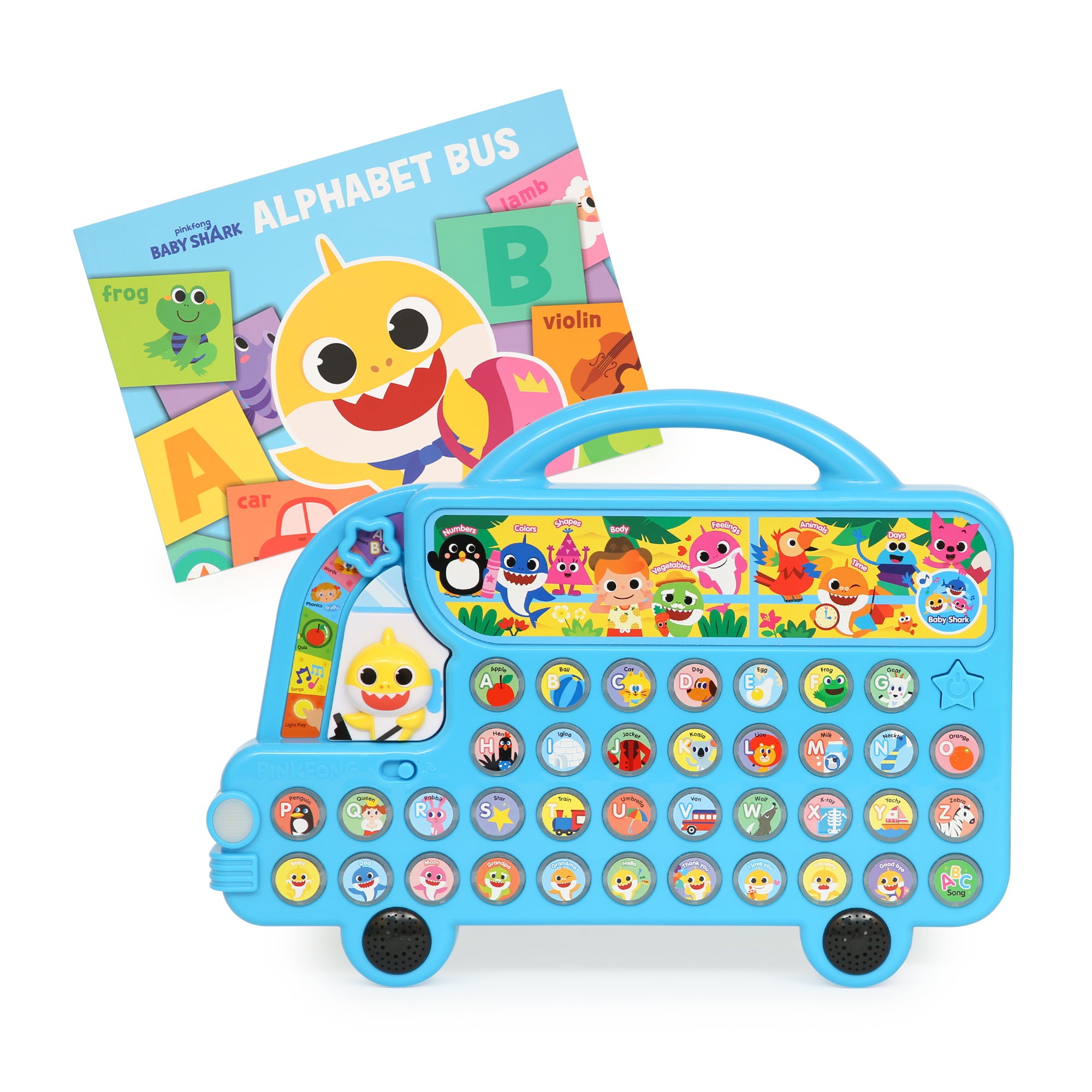 Baby Shark Alphabet Bus with Lyrics Booklet， Baby Shark Toys， Interactive Learning Toys For Toddlers， Learning and Education Toys， Baby Shark Gifts For Kids
