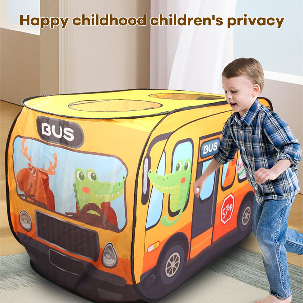 Animal Bus Tent for Kids, GIUGT Kids Pop Up Play Tent Animal Bus Magical Playhouse Folding Indoor Outdoor Creativity Learning Toy Perfect Pretend Play Gift For Children Toddlers Boys Girls