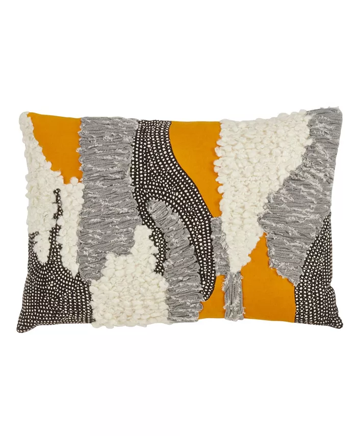 Saro Lifestyle Boucle Yarn Applique Decorative Pillow， 12