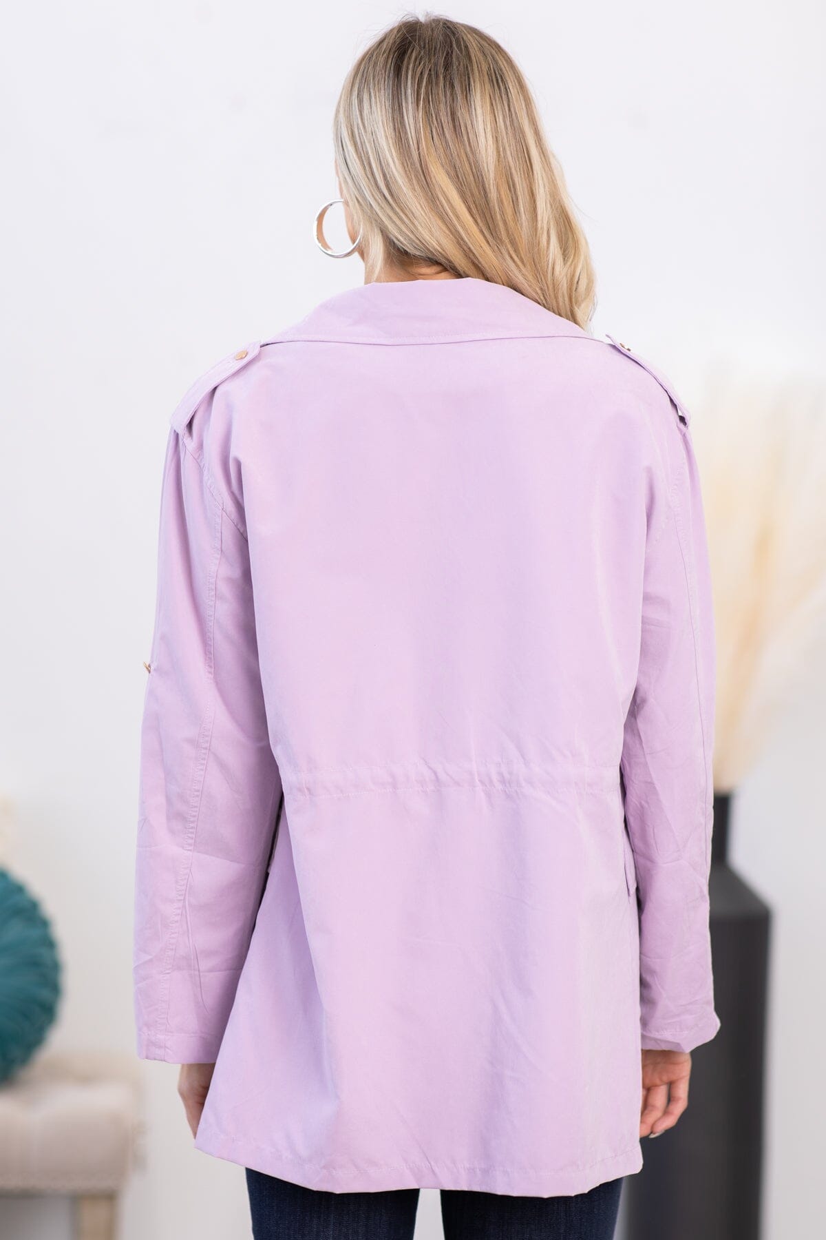 Lavender Roll Sleeve Anorak Jacket