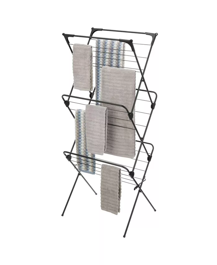 mDesign Tall Metal Foldable Laundry Clothes Drying Rack Stand