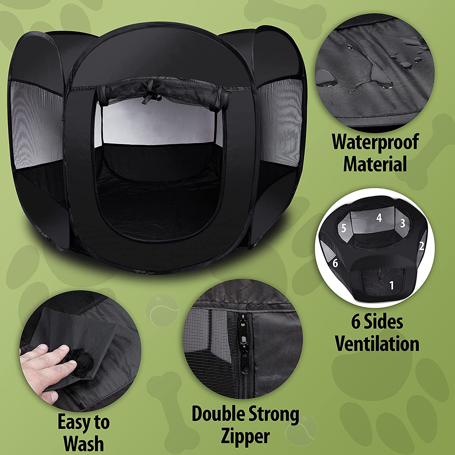 Zone Tech Portable Foldable Pet Playpen Tent – Medium Size Indoor Outdoor Mesh Open Air Exercise Pop-Up Playen Tent for Dogs and Cats