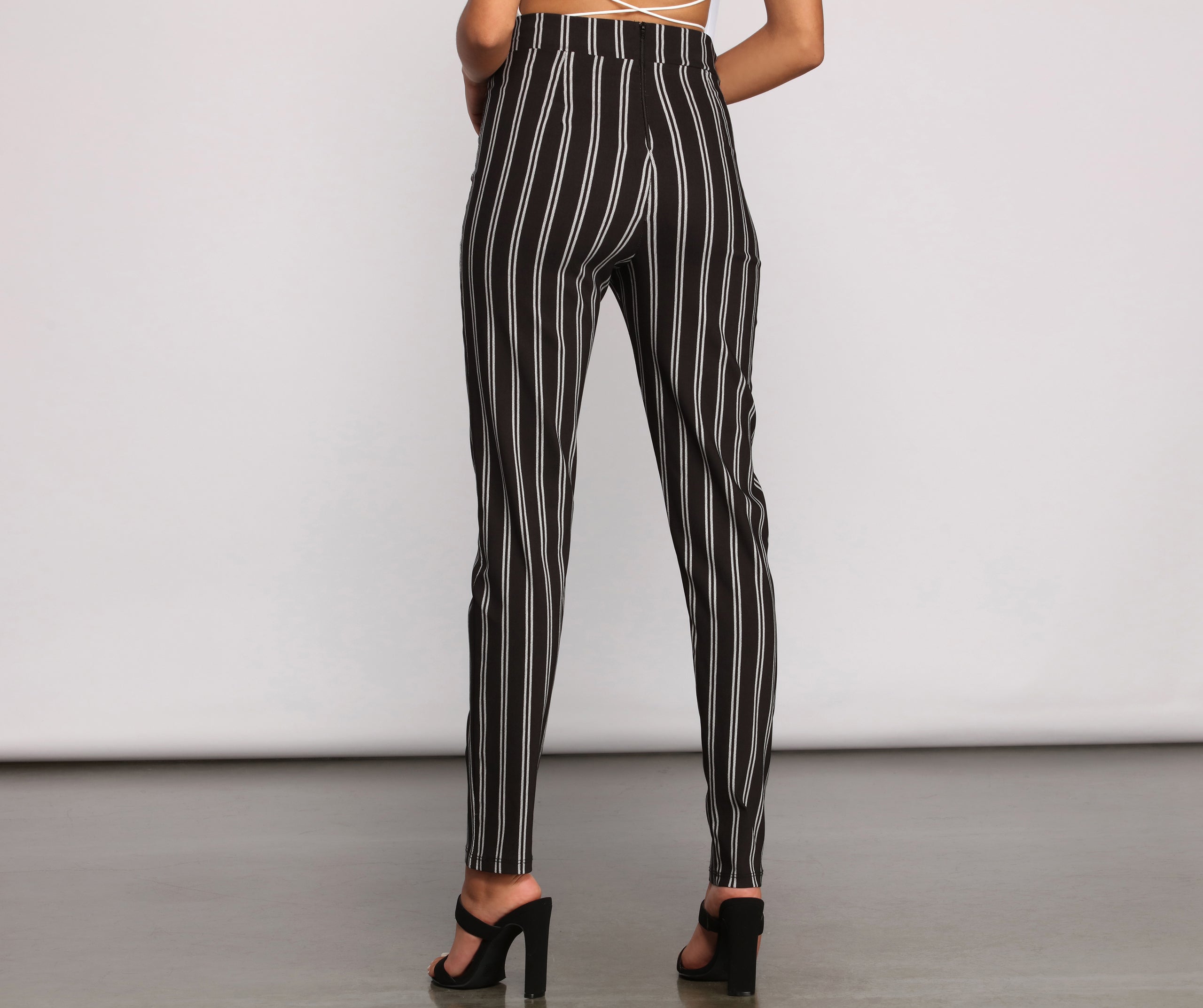 High Waist Skinny Striped Pants