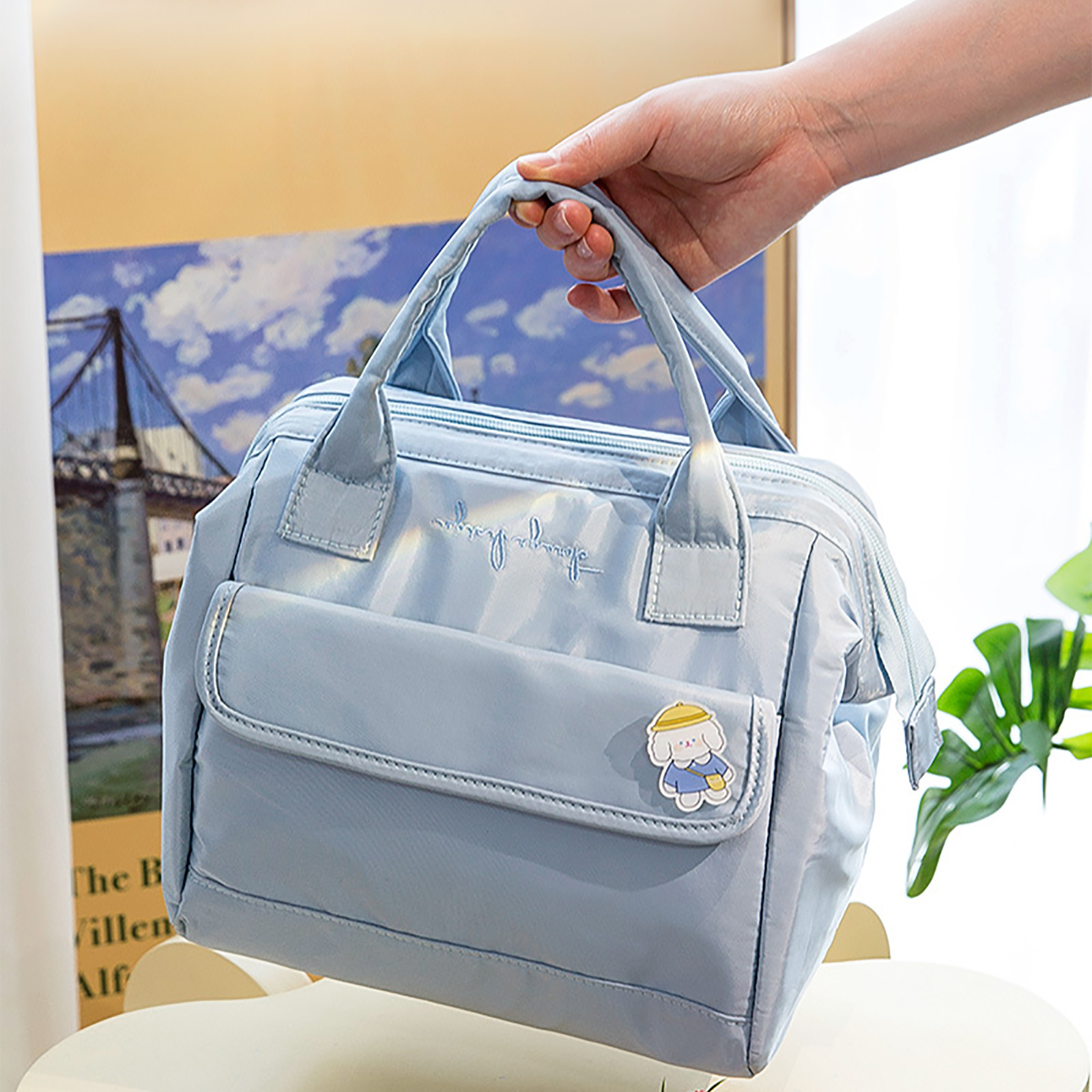 Kawaii Lunch Bag， Small Picnic Bag， Insulated Bag for Hot or Cold， Reusable Tote Bag， Cute Aesthetic Lunch Box for Women Girls， Thermal / Cooler Handbag