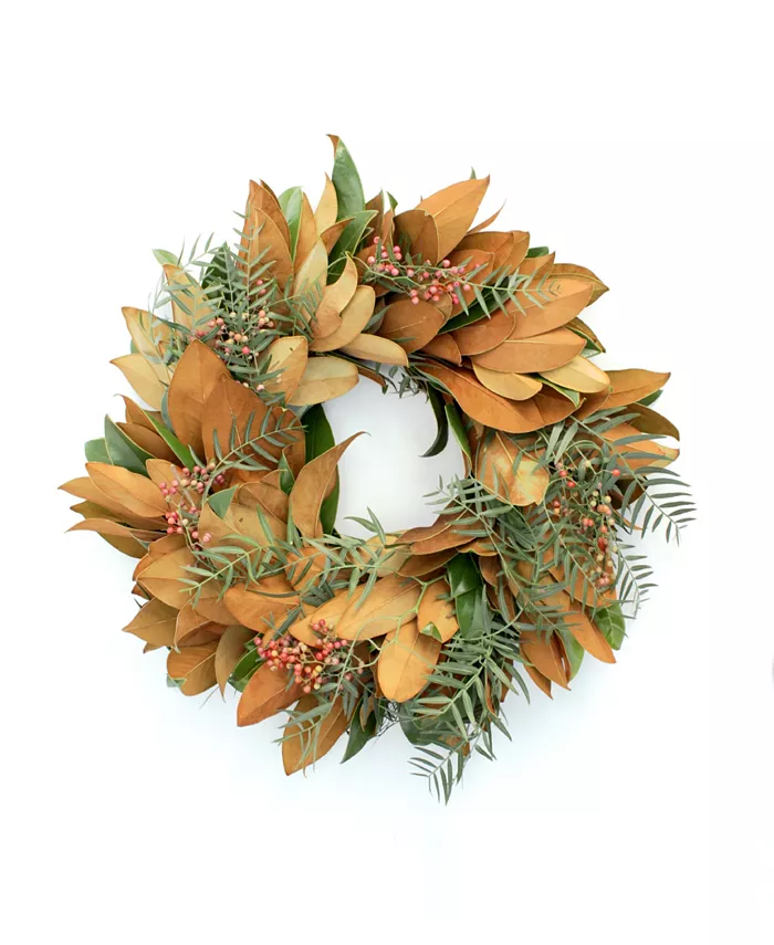 Magnolia Supply Co Fresh Magnolia and Pepperberry Wreath， 20
