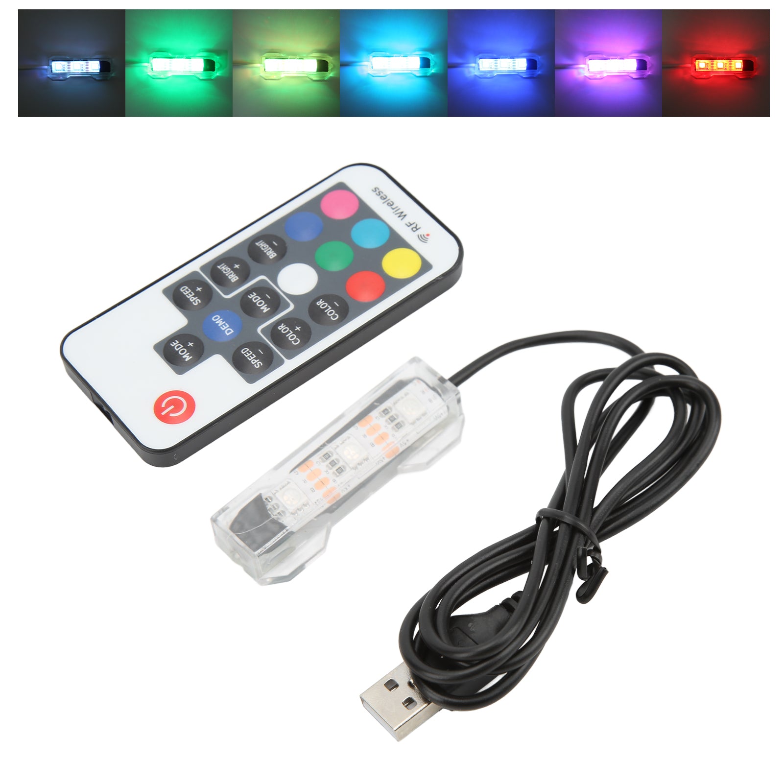 USB Fish Tank Light， LED Aquarium Light Remote Control Colorful  For Medium Fish Tanks For Small Fish Tanks Black Line