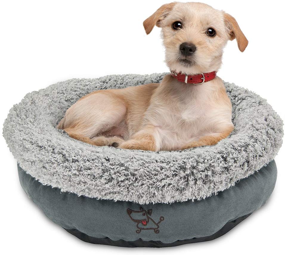 Best Pet Supplies Grey Dog Round Bed 18 x 18 x 16 Inches