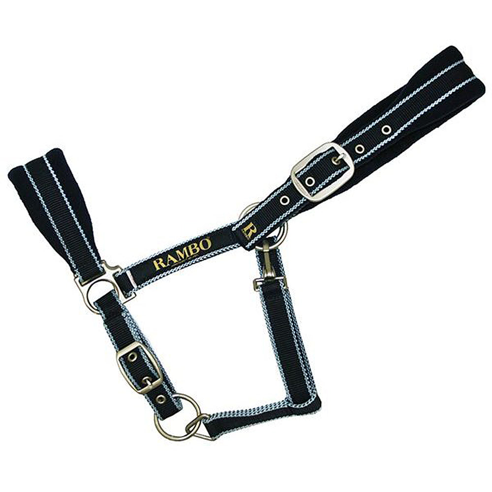 Horse Size Horseware Rambo Padded Webbing Horse Halter Navy Beige