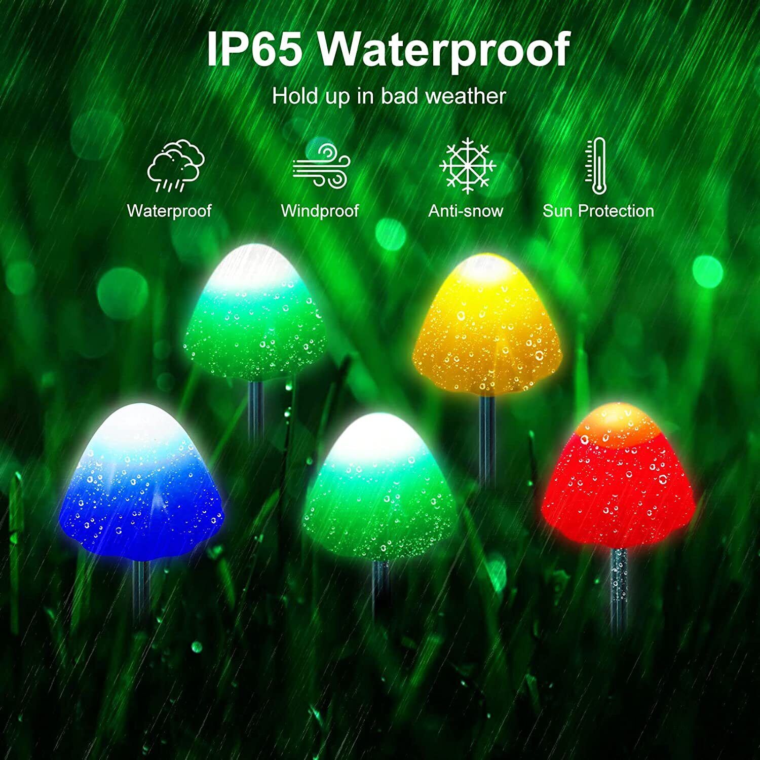 Solar Garden Lights，Solar Mushroom Light Outdoor Waterproof Pathway Lights