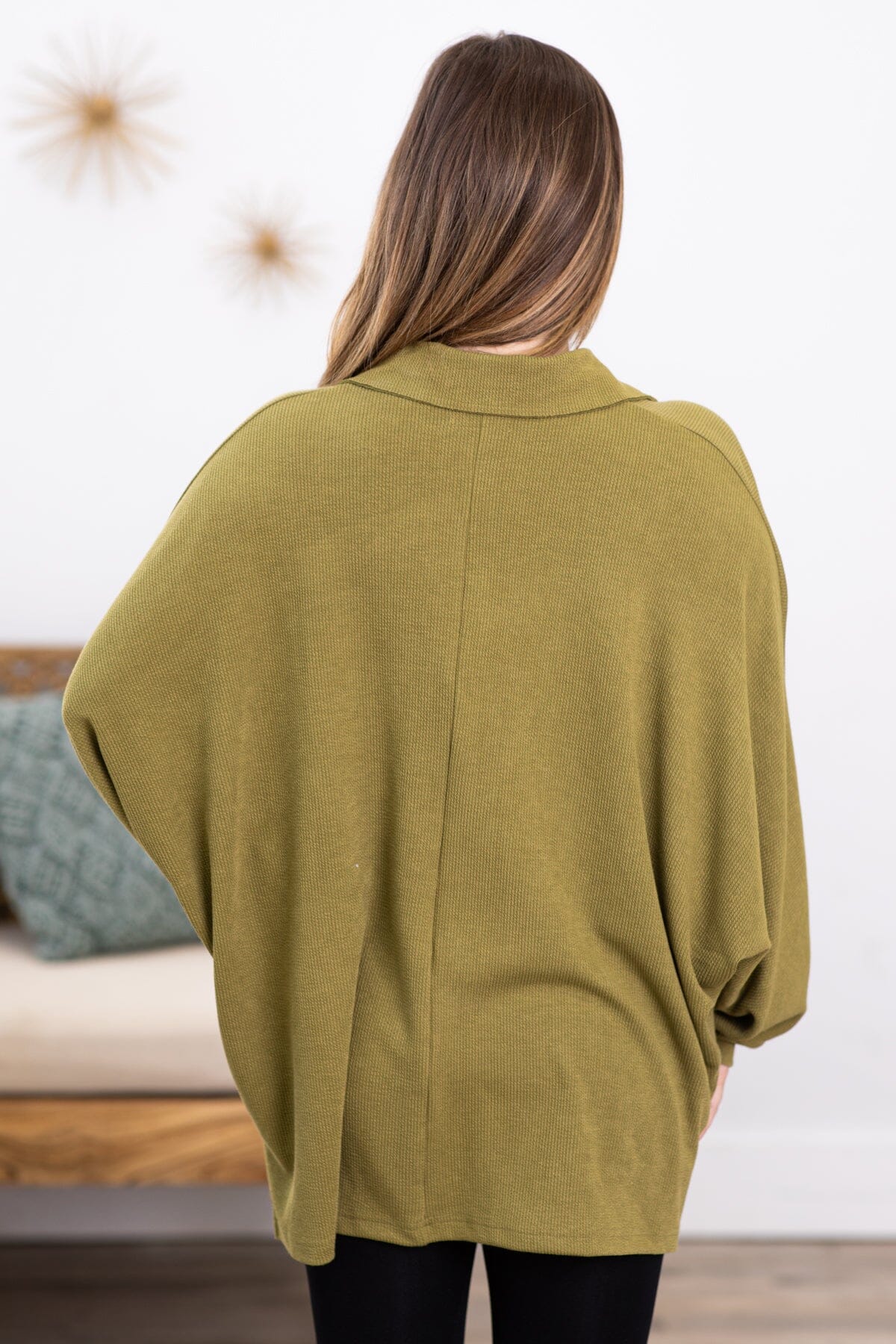 Olive Pullover With Pocket Detail