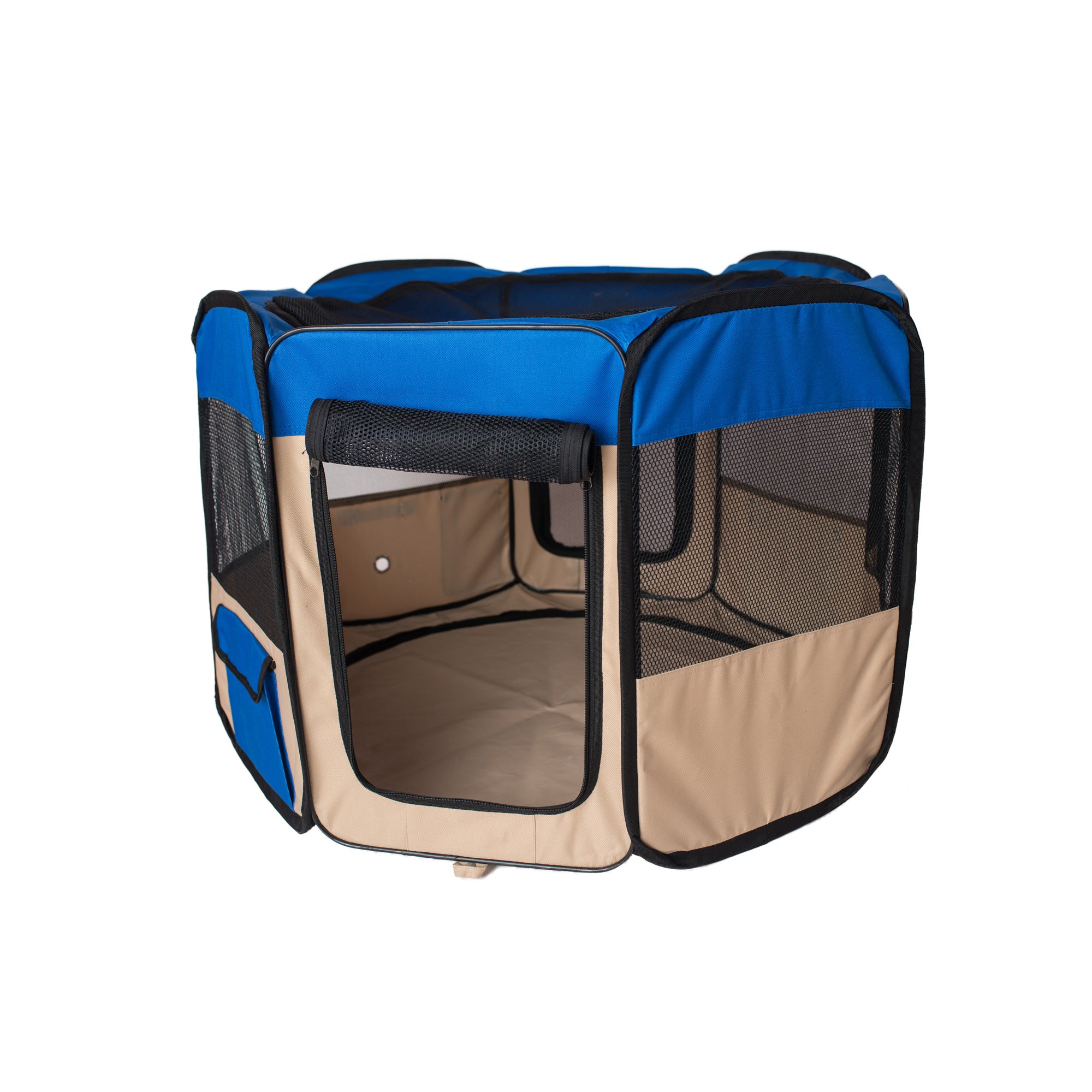 Armarkat Model PP001B-M Portable Pet Playpen in Blue and Beige Combo