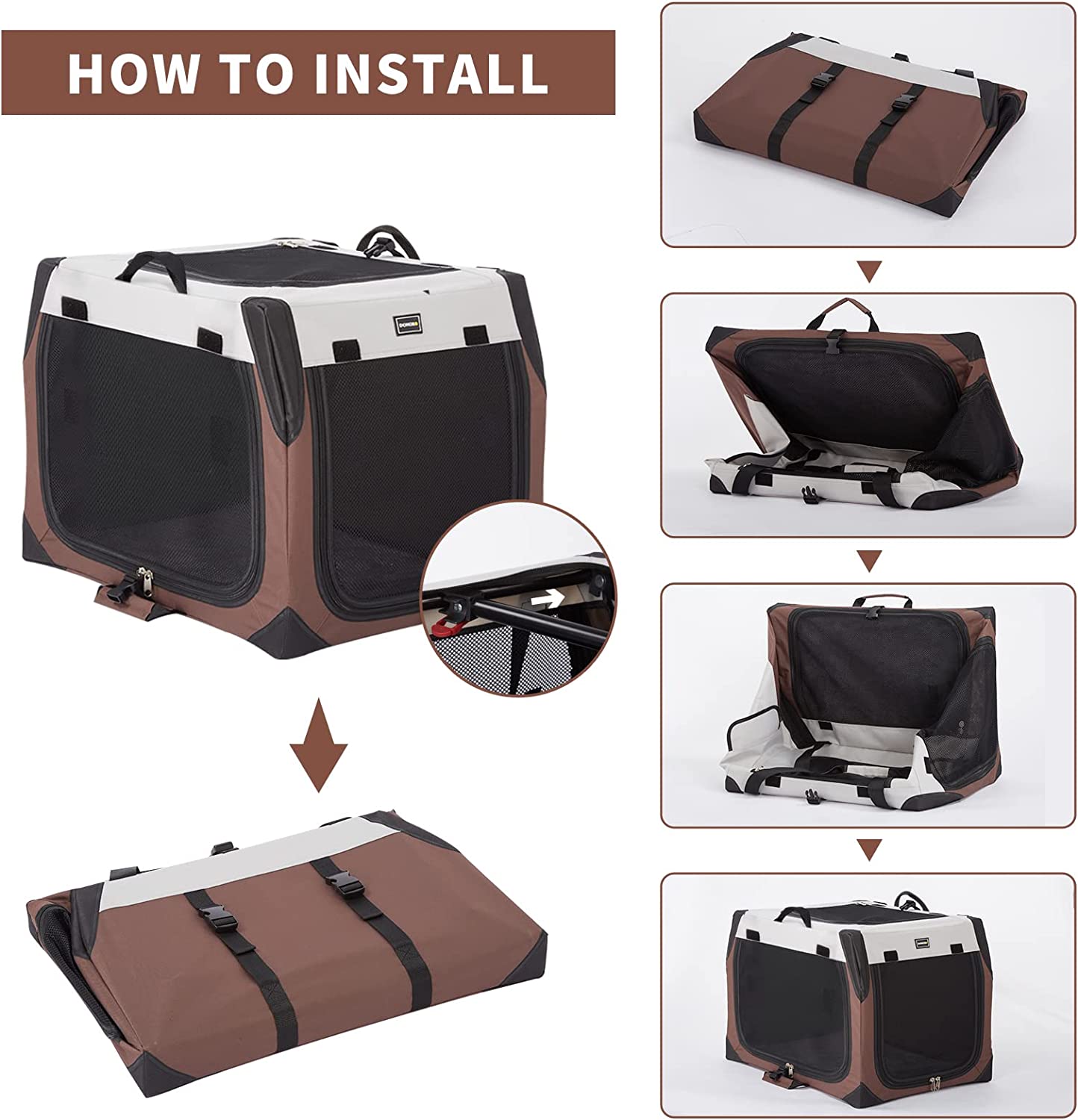 Dog Crates for Medium Dogs， Portable Collapsible Three Door Dog Kennel and Houses， Soft-Sided Cage for Indoor Training and Outdoor Travel with Pad (Large (42