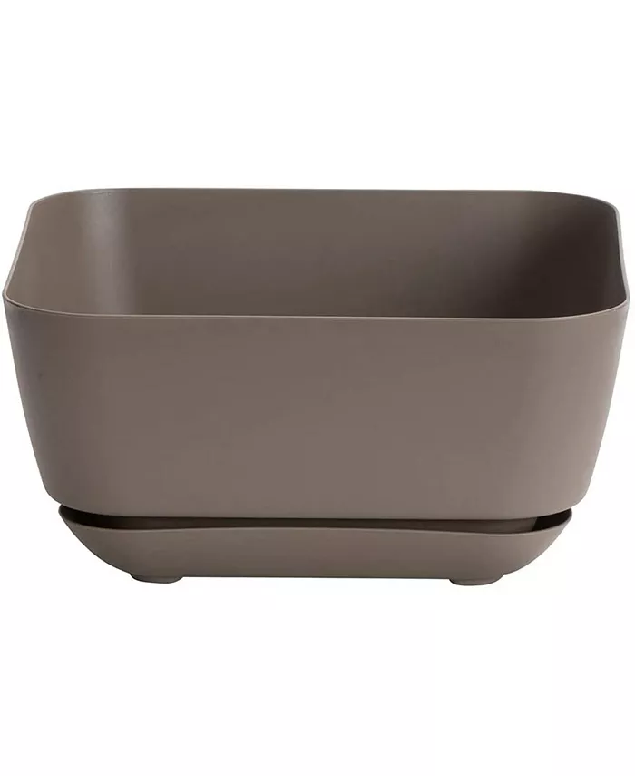Novelty (#10023) Garden Square Out Indoor Resin Planter Flower Pot， Taupe， 12