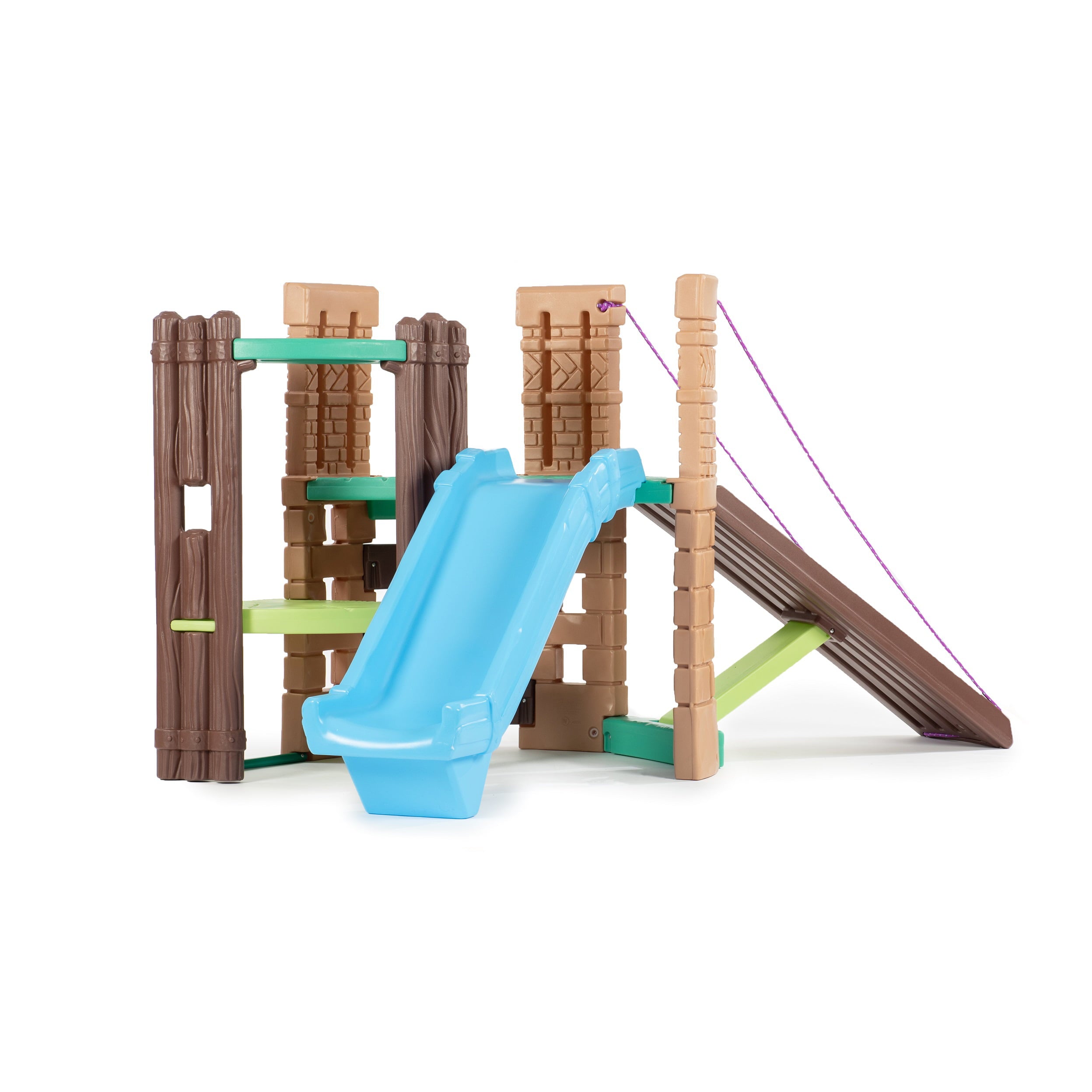 Little Tikes 2-in-1 Castle Playground Climber and Slide with Ladder and Plank， Fits Up to 3 Kids， Indoor and Outdoor Backyard Playground Set， Multicolor- For Toddlers Boys Girls Ages 3 4 5+