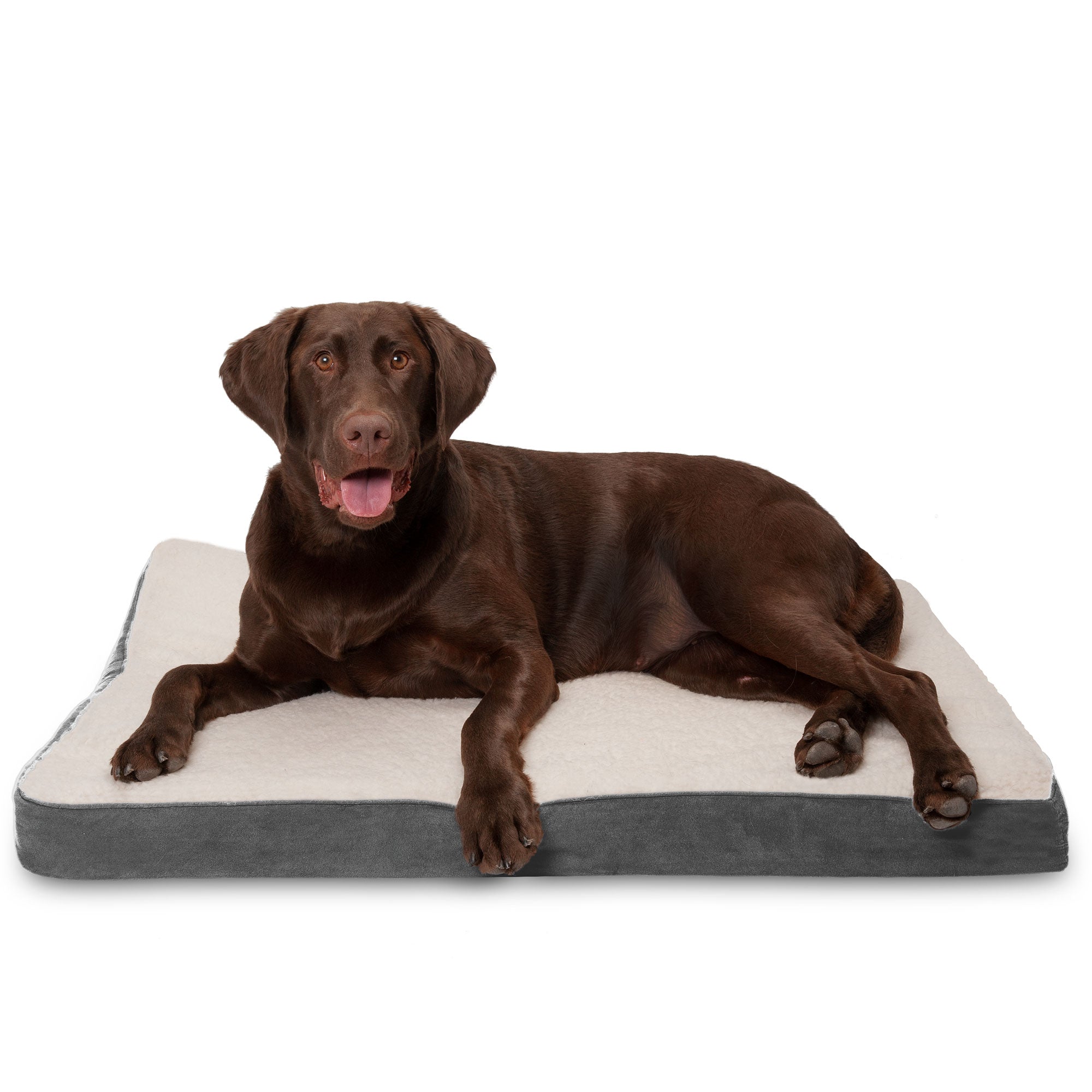 FurHaven Pet Products Faux Sheepskin and Suede Deluxe Orthopedic Dog Bed - Gray， Large