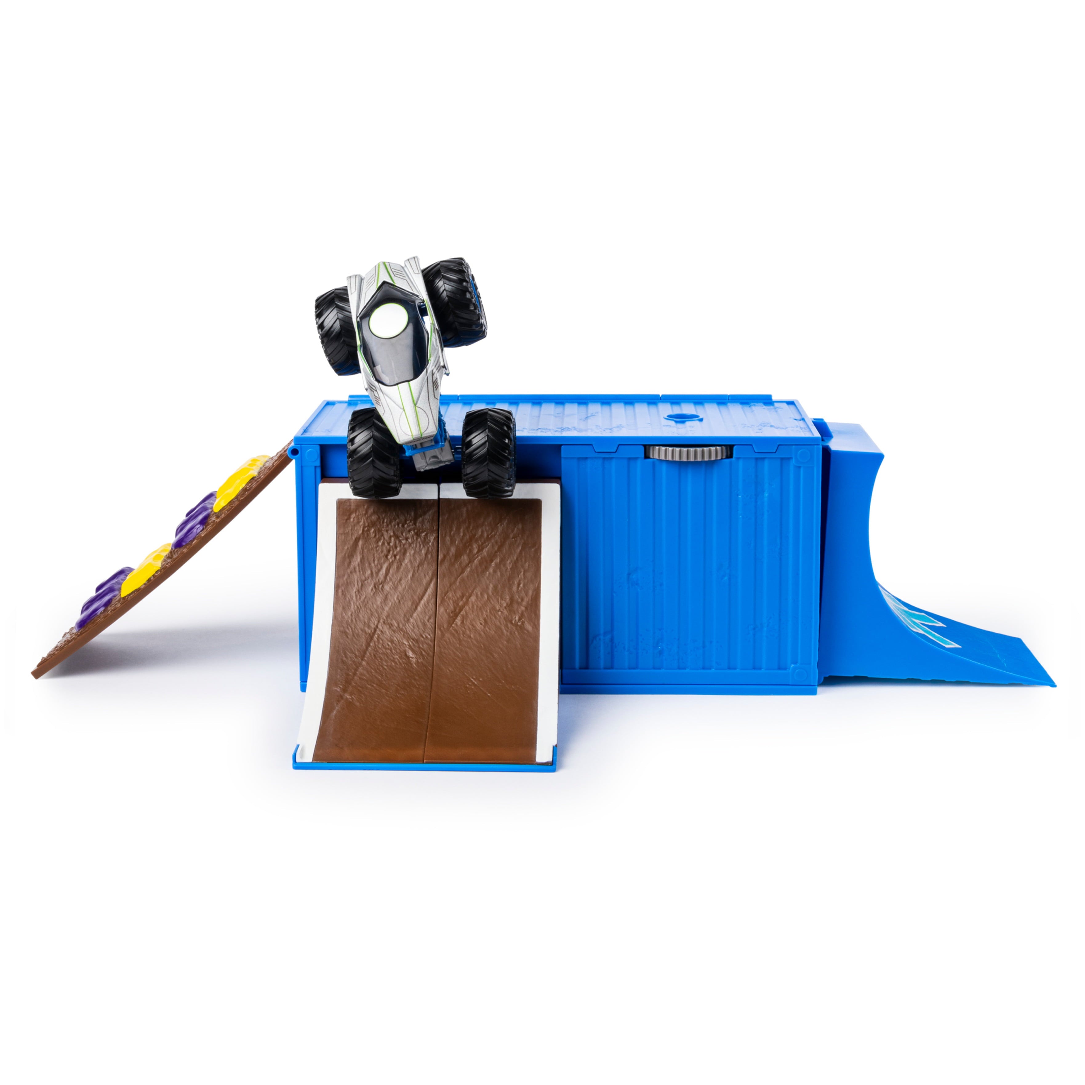 Monster Jam， Ship It and Flip It Transforming Playset with Exclusive 1:64 Scale Die-Cast Monster Jam Truck