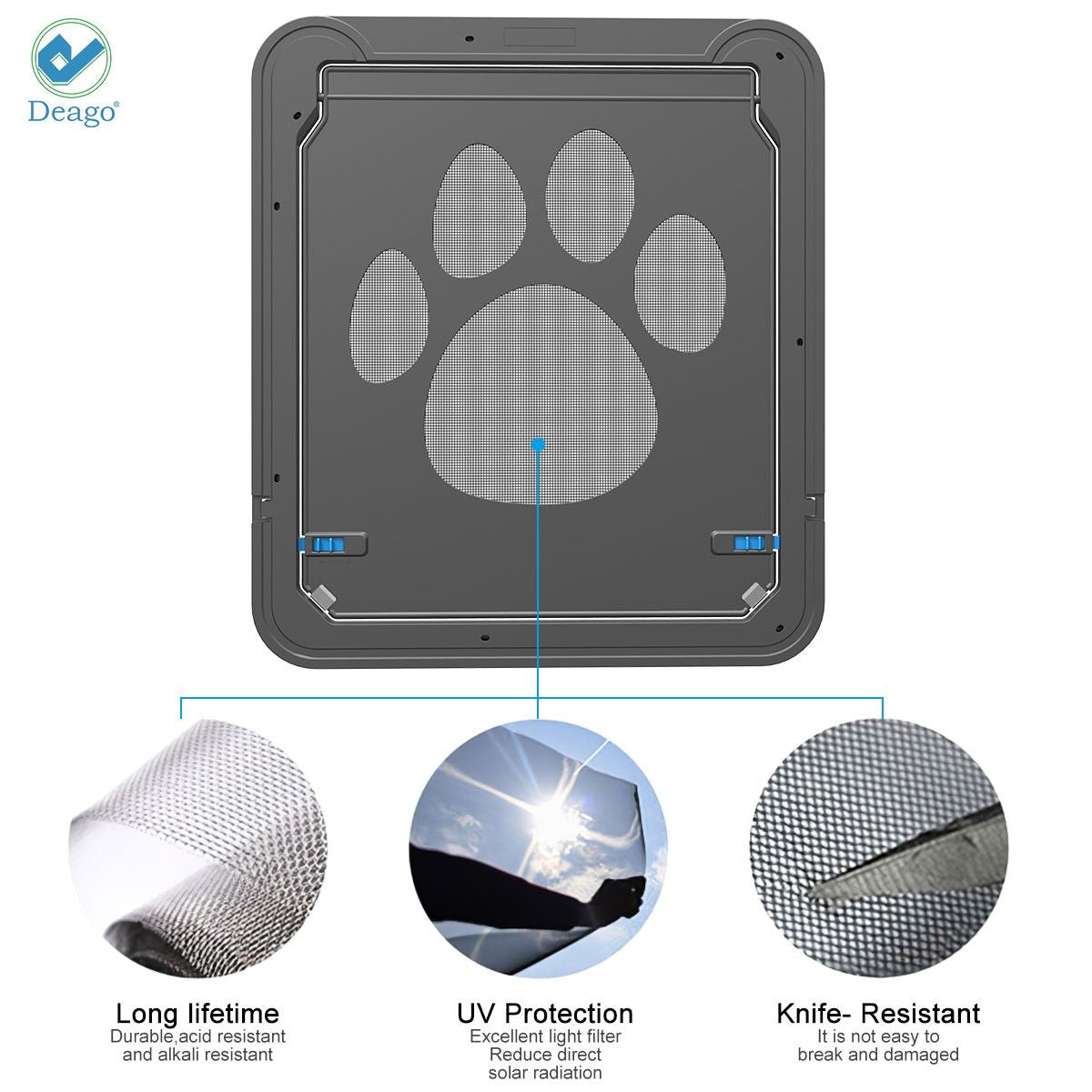 Deago Dog Screen Door， Inside Door Flap 12x14x0.4 Inch， Lockable Pet Screen Door， Magnetic Self-Closing Screen Door with Locking Function， Sturdy Screen Door for Dogs Cats