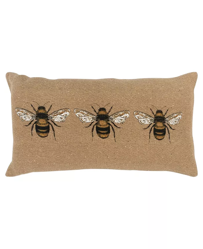 Rizzy Home Bees Polyester Filled Decorative Pillow， 14