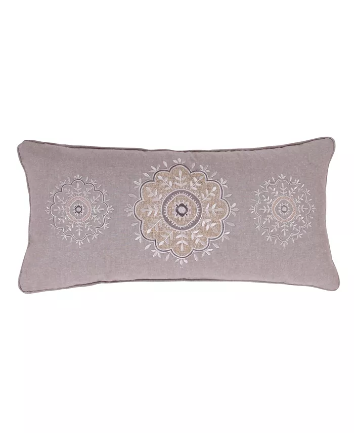 Levtex Solano Sparkle Embroidered Burlap Decorative Pillow， 12