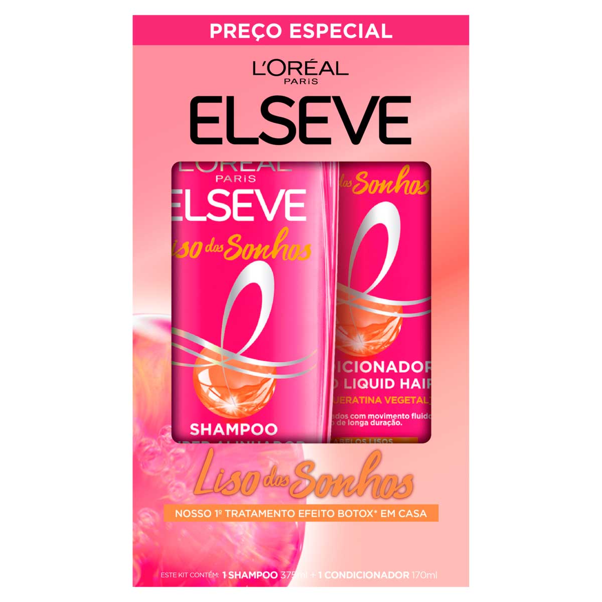Kit Shampoo 375ml + Condicionador 170ml L'oreal Paris Elseve Liso dos Sonhos