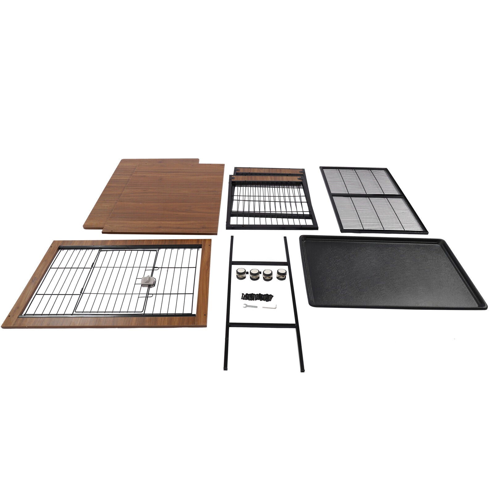 Miumaeov Heavy Duty Dog Crate Furniture Hard-Sided Furniture Style Cage Dog Crates for Large Dogs with Lockable Caster Wheels and Removable Tray Indoor Dog Kennel 38.6 x 25.2 x 30.1in