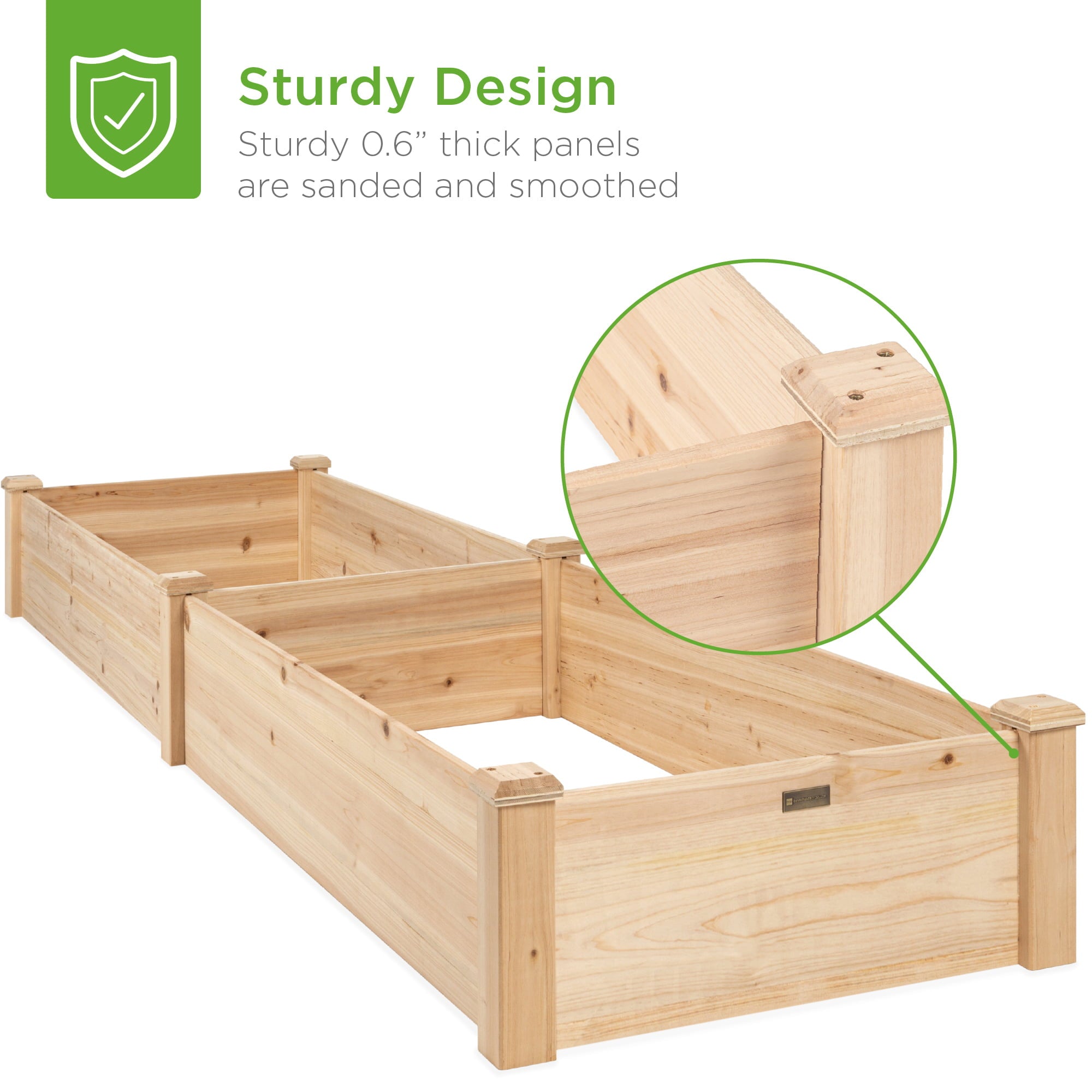 Best Choice Products 8x2ft Outdoor Wooden Raised Garden Bed Planter for Grass, Lawn, Yard - Natural