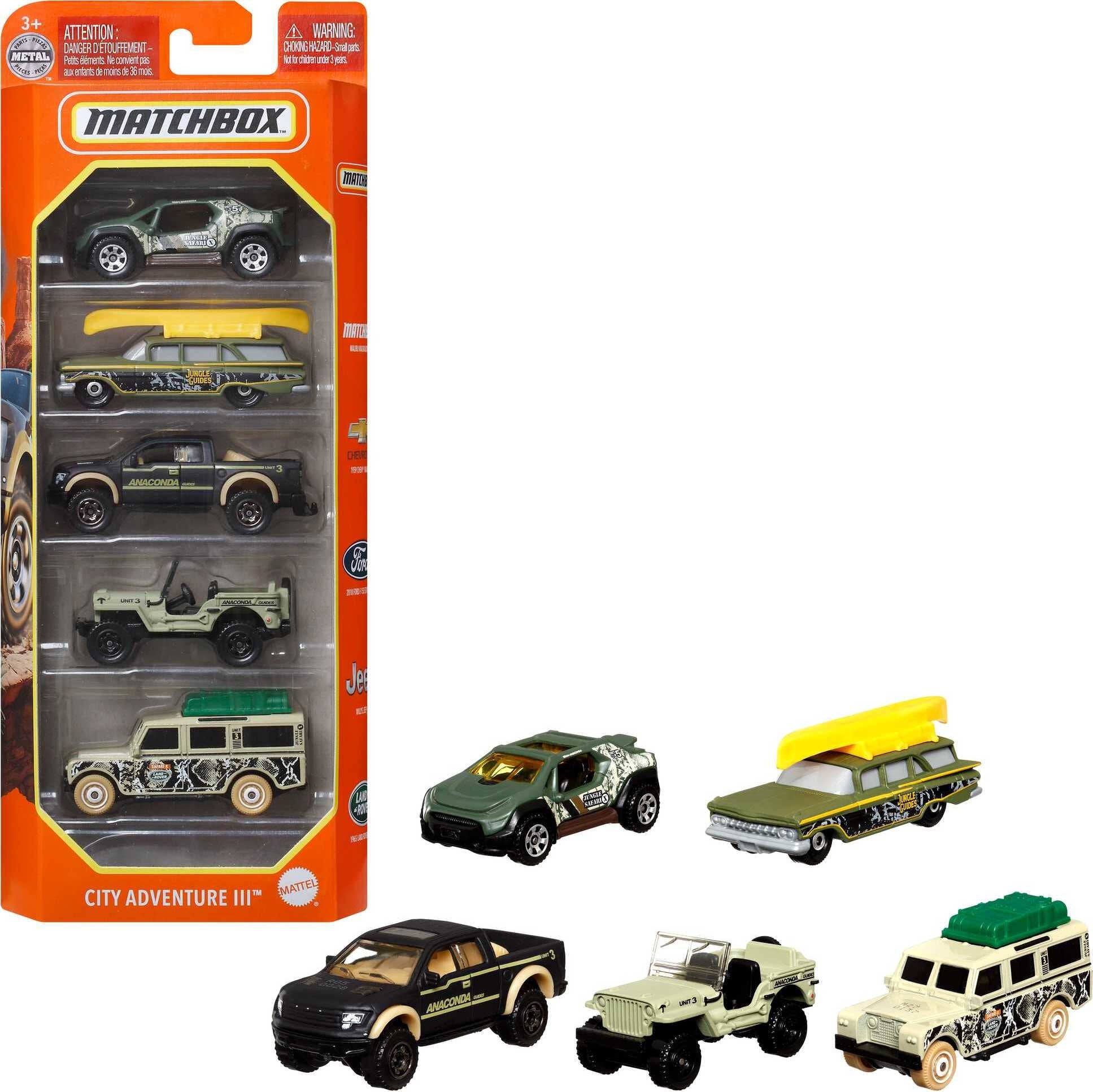 Matchbox Set of 5 Toy Cars， Trucks or Aircraft in 1:64 Scale (Styles May Vary)