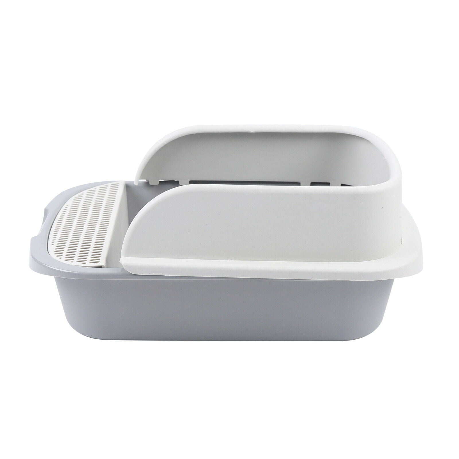 Semi-Closed Portable Cleaning Cat Litter Box Plastic Clean Trapper Gray