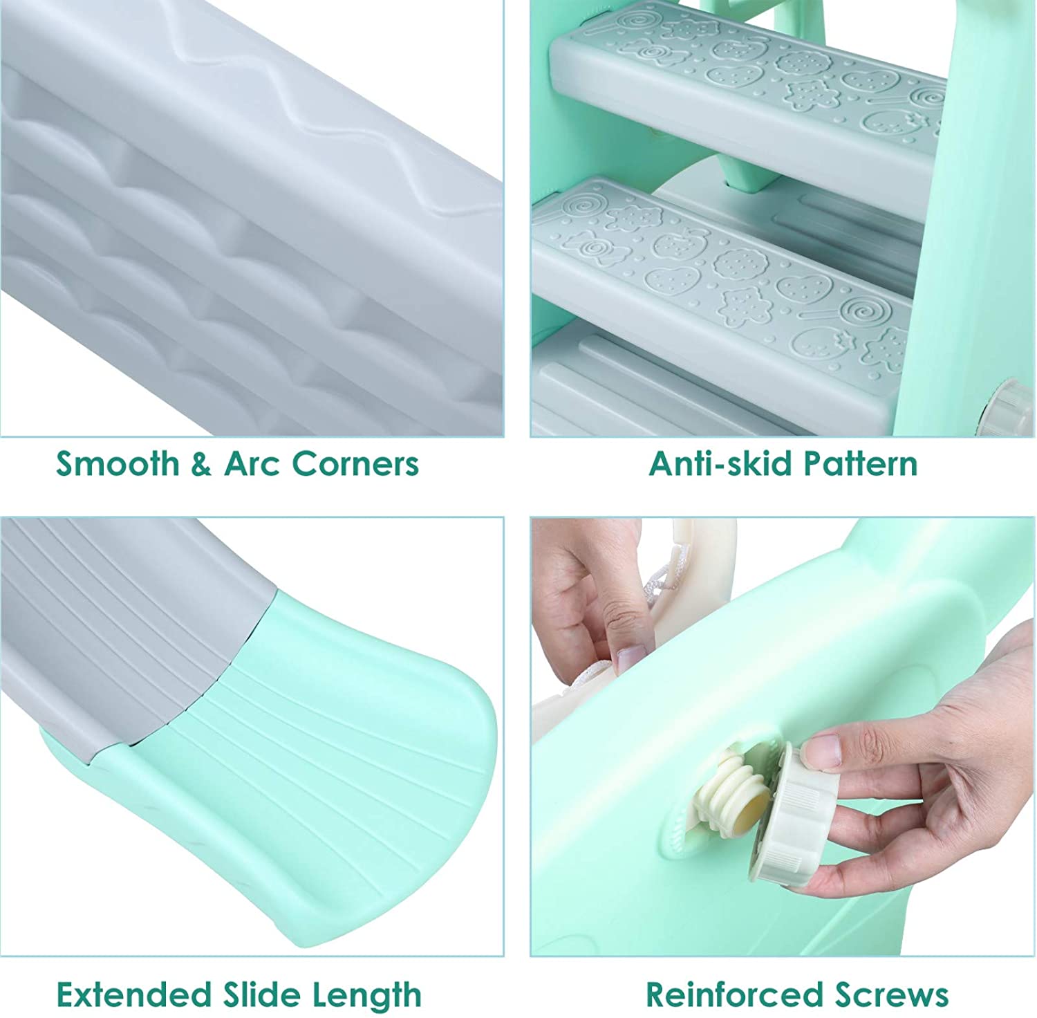 streakboard Sturdy Kids Slide Climber Playset， Outdoor Backyard Toddler First Slide with Basketball Hoop