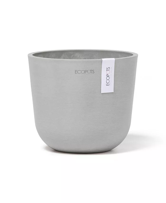 ECOPOTS Oslo In Outdoor Plastic Planter Flower Pot， White Grey， 6.3