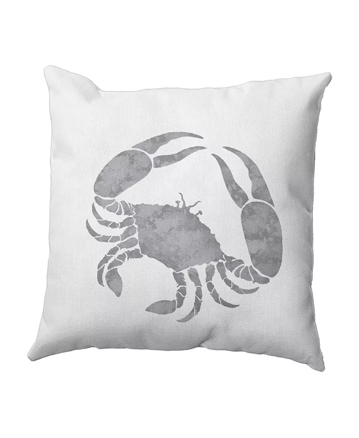 E by Design Crab 16 Inch Gray Decorative Coastal Throw Pillow