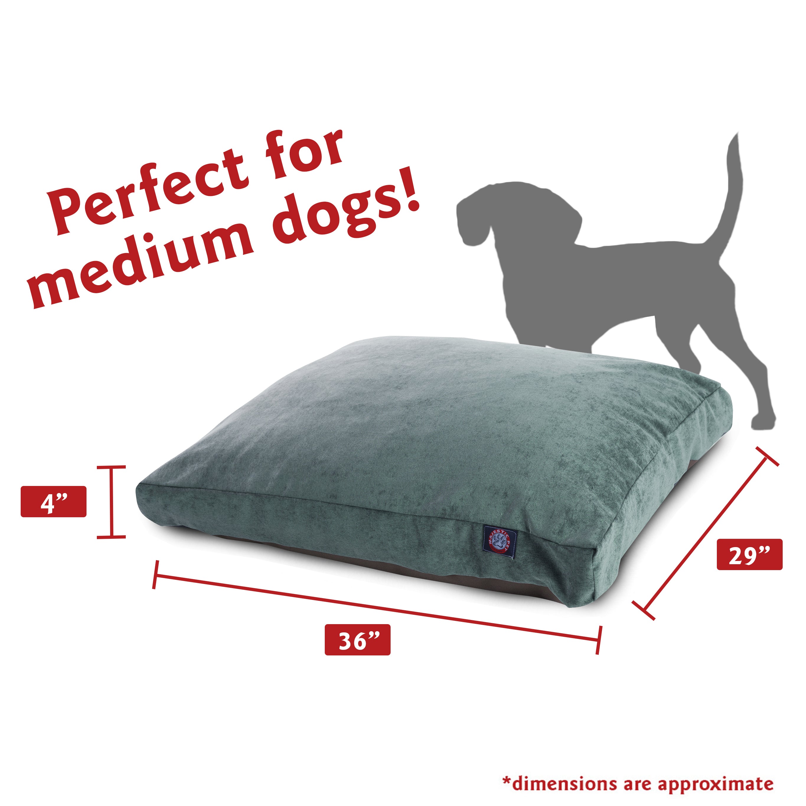 Majestic Pet | Villa Velvet Rectangle Pet Bed For Dogs， Removable Cover， Azure， Medium