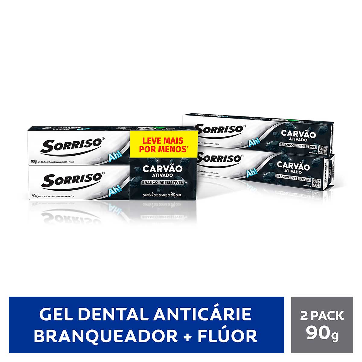 Kit Gel Dental Carvao Ativado Sorriso Branco Irresistivel 2 Unidades 90g Cada Leve Mais Pague Menos